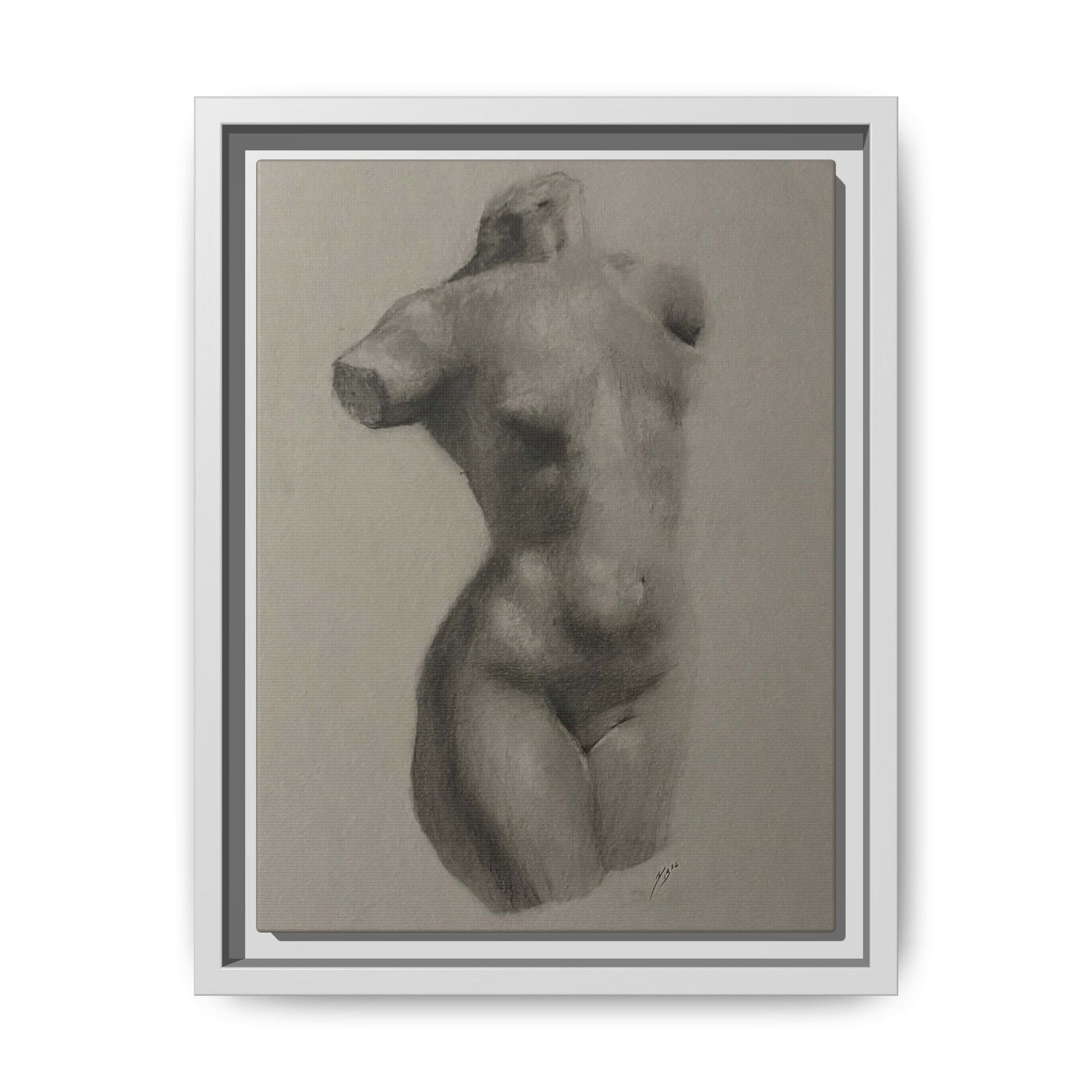 "TENDER CURVES" Framed Canvas - Multi-Color Abstract Female Form