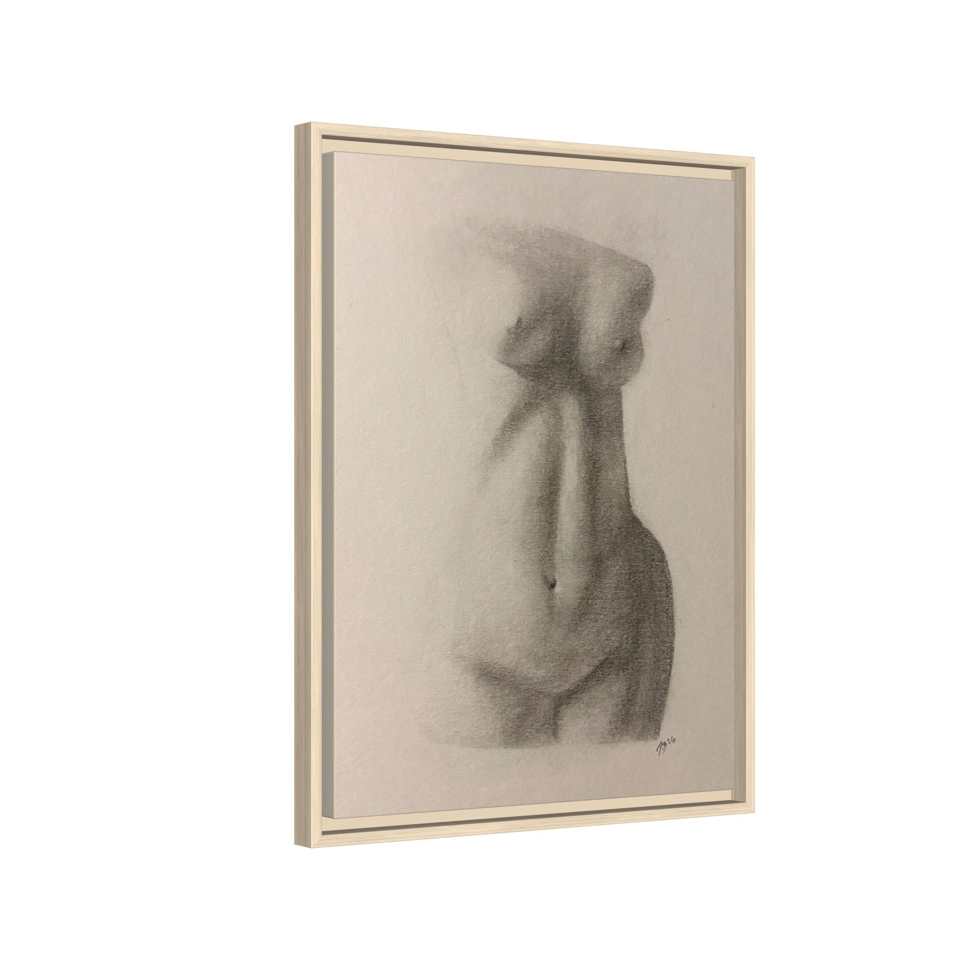 Abstract Framed Canvas Art – Multi-Color Nude Drawing