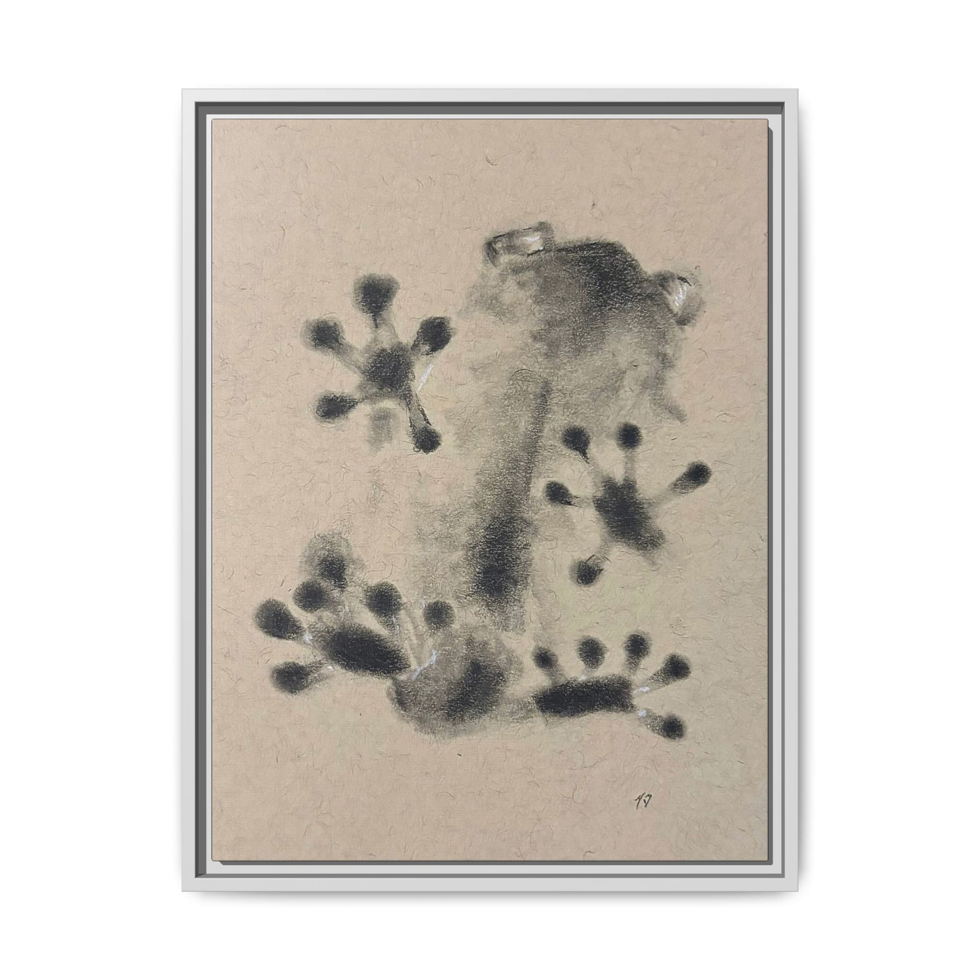 "ICY" FROG Framed Abstract Frog Ink Art — Matte Canvas Wall Print