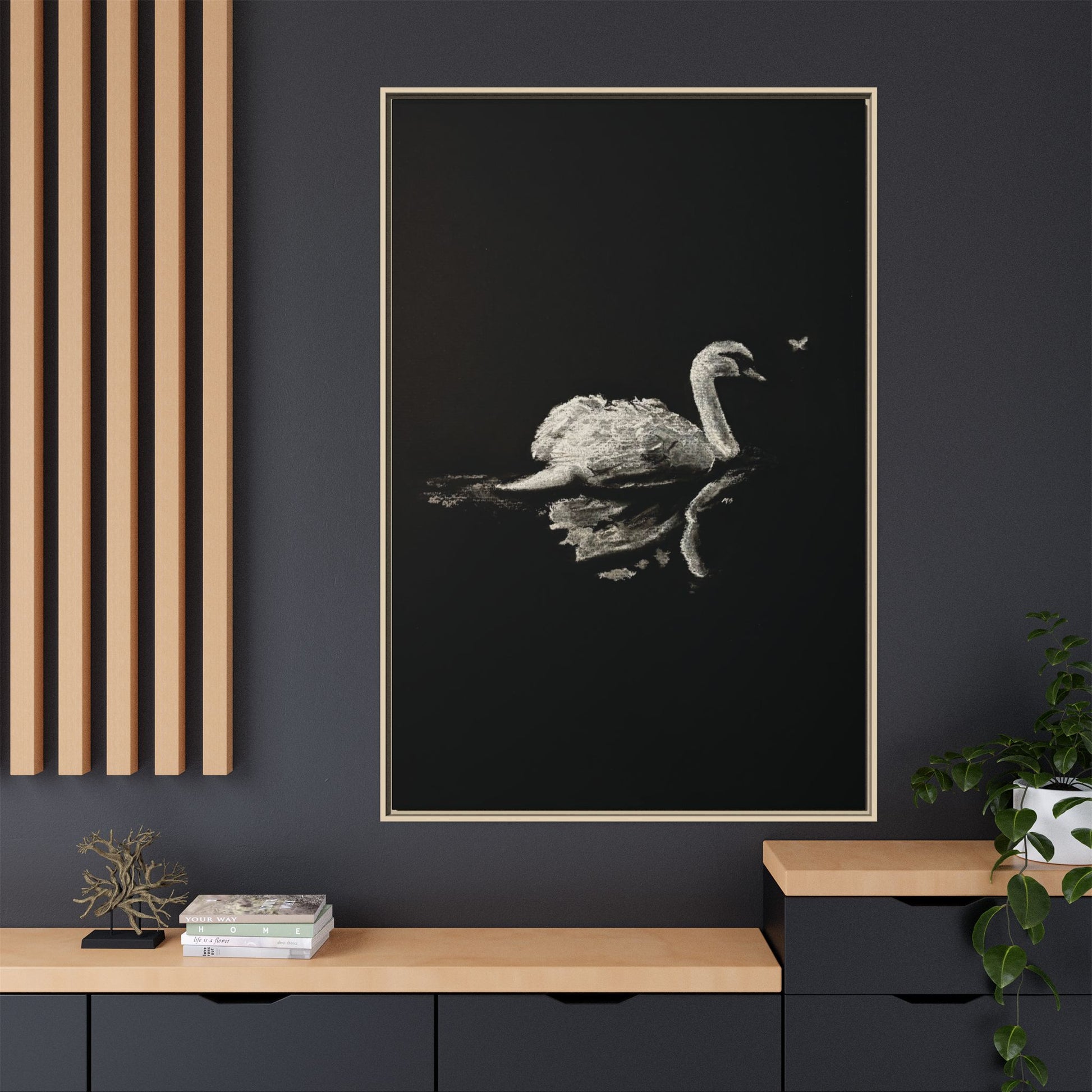 “Swan” Matte Canvas, Framed (Multi-color)