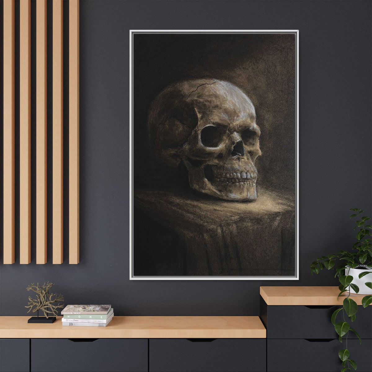 Framed Canvas Skull Portrait Wall Art