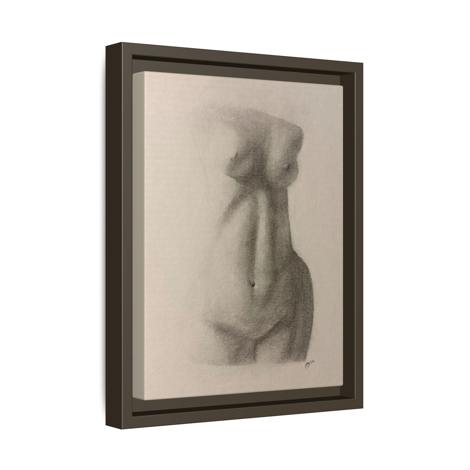 Abstract Framed Canvas Art – Multi-Color Nude Drawing
