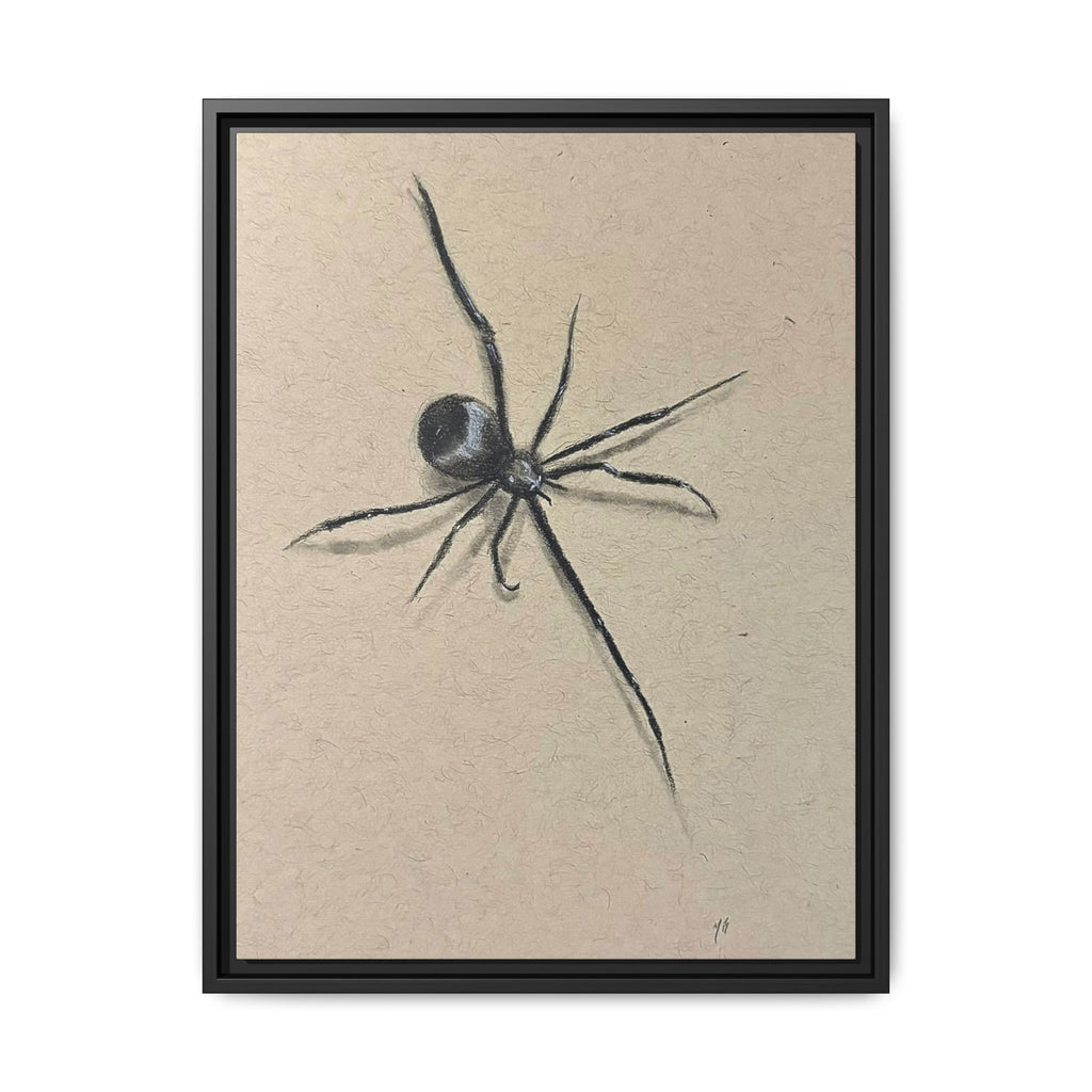 "ICY" SPIDER Framed Canvas Art — Minimal Black Spider Sketch