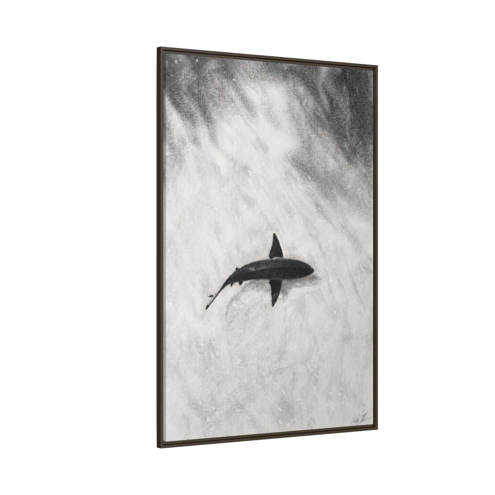 “SHARK!” Matte Canvas, Framed (Multi-color)