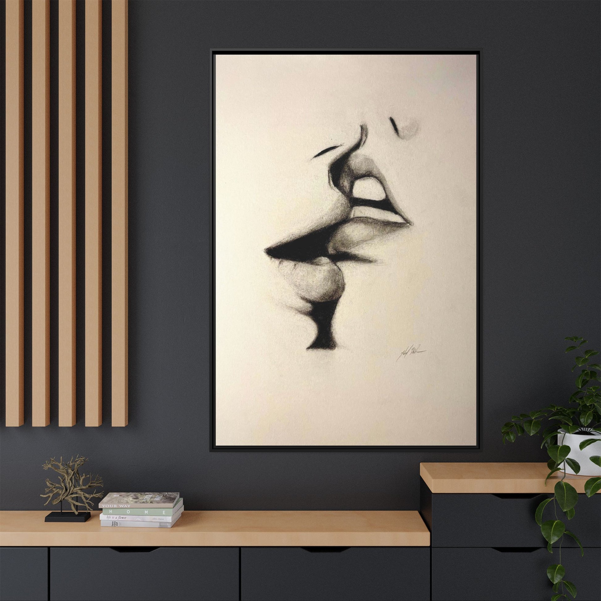 “LIP LOCK” Matte Canvas, Framed (Multi-color)