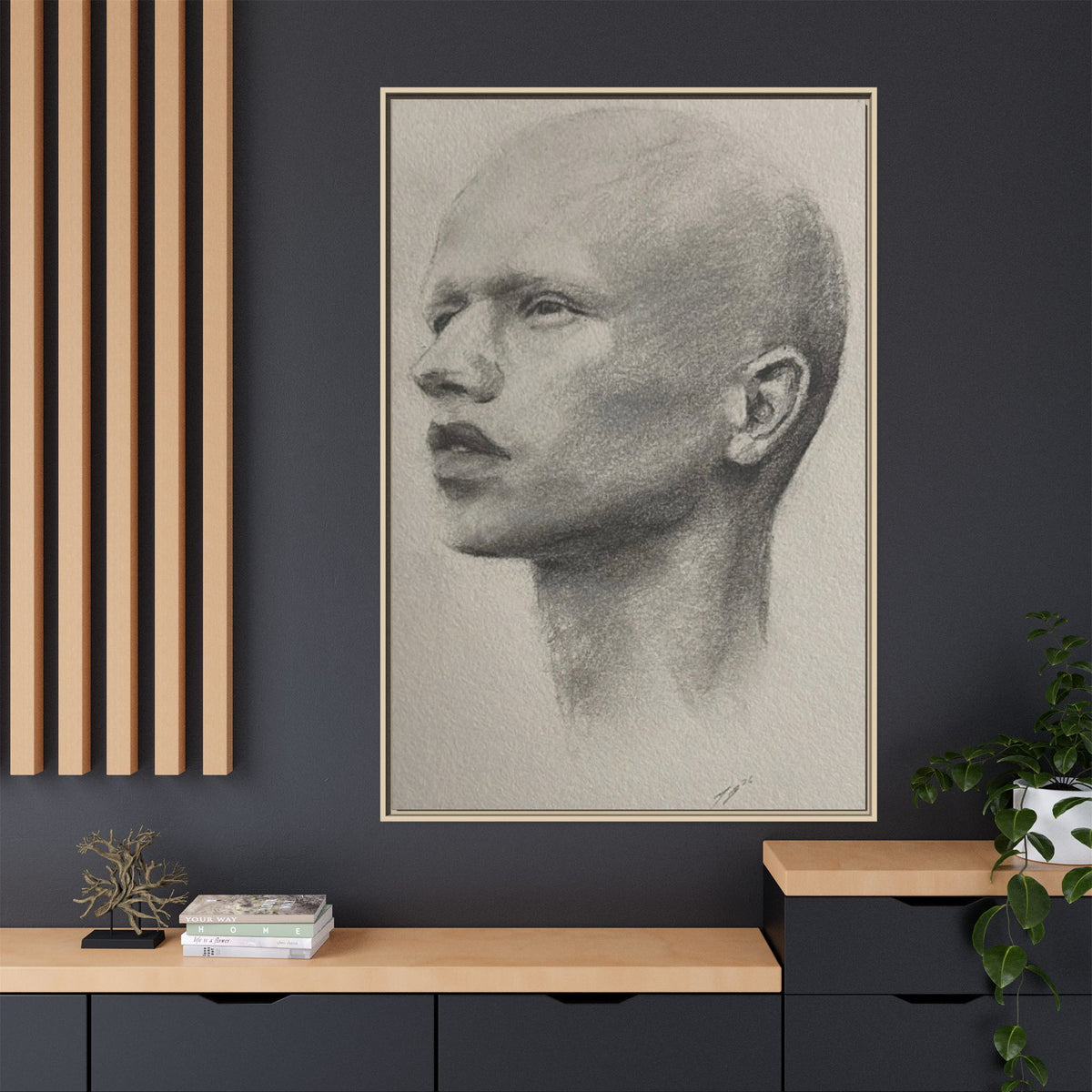 “Moon Face” Matte Canvas, Framed (Multi-color)