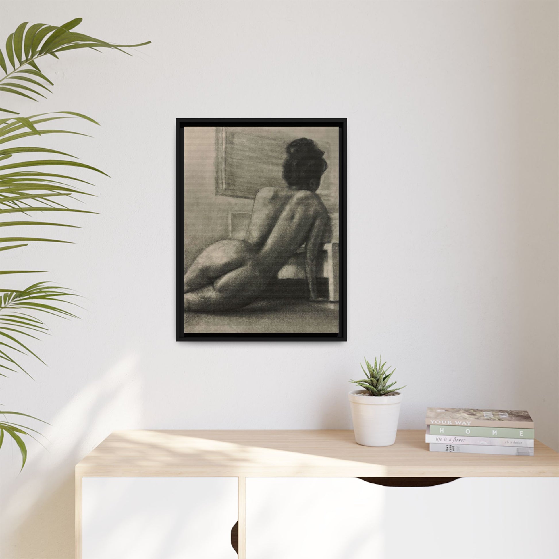 “SITTING PRETTY” Matte Canvas, Framed (Multi-color)
