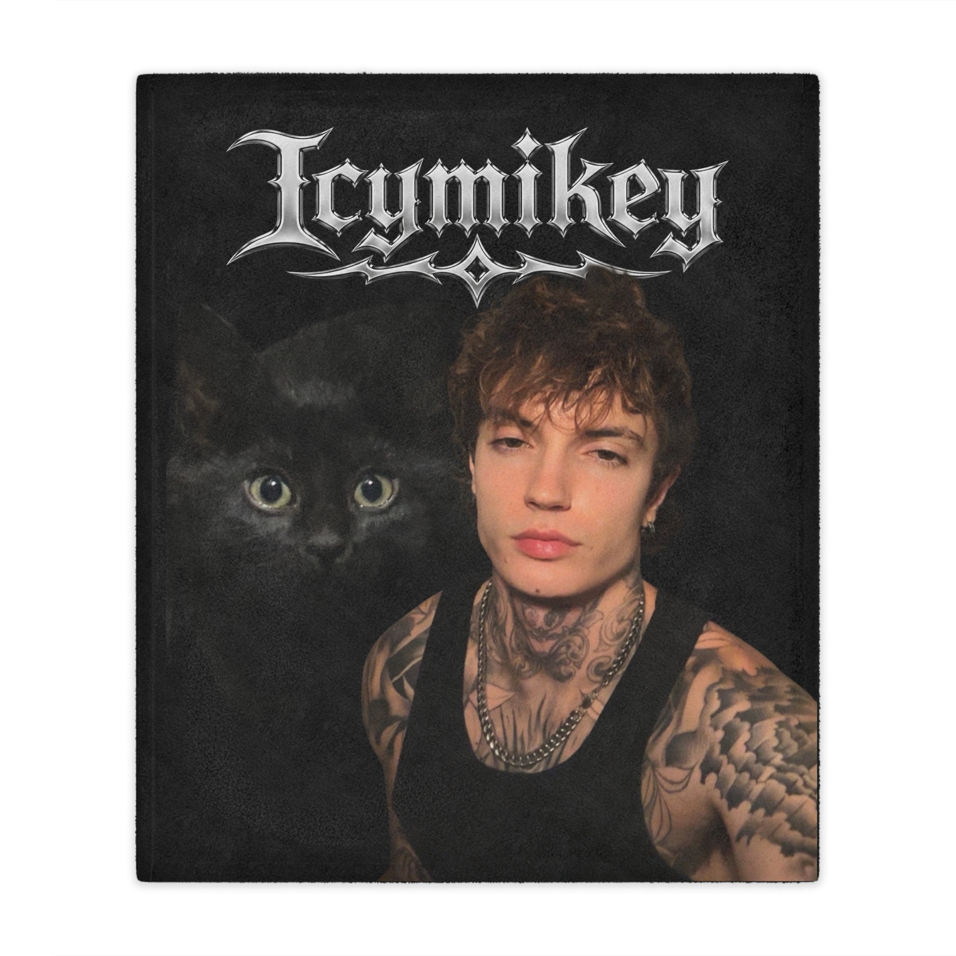 "BOO & MIKEY" Minky Blanket — Gothic Portrait Cat Design