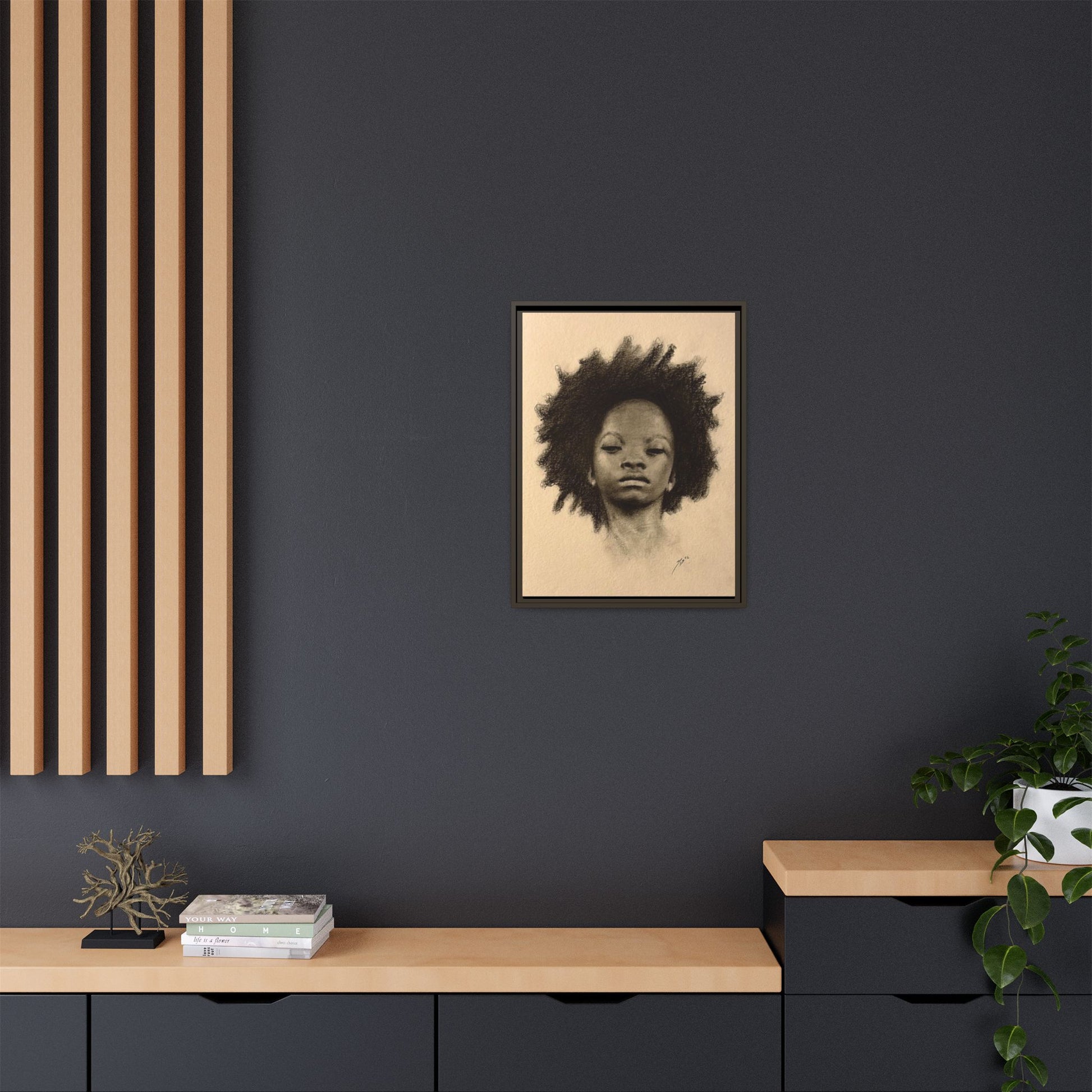 Afro Portrait Matte Canvas Print (Framed)