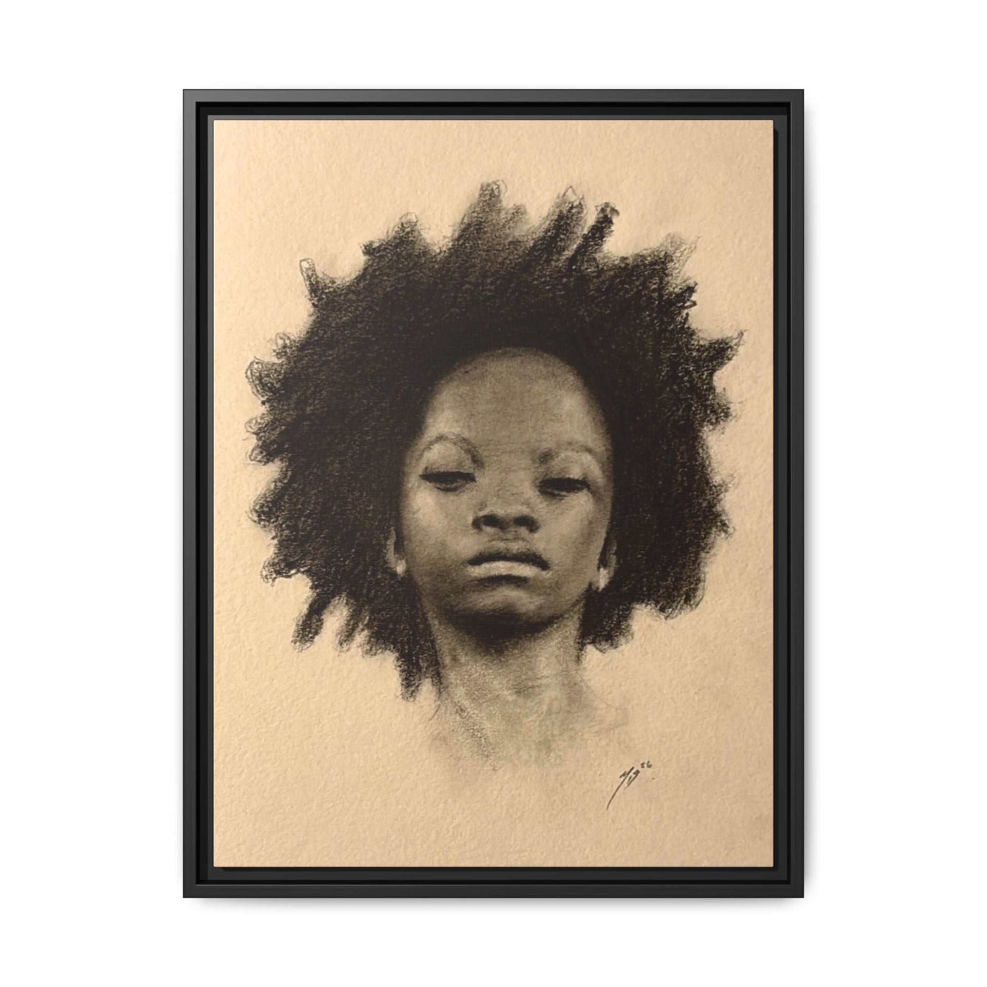 Afro Portrait Matte Canvas Print (Framed)