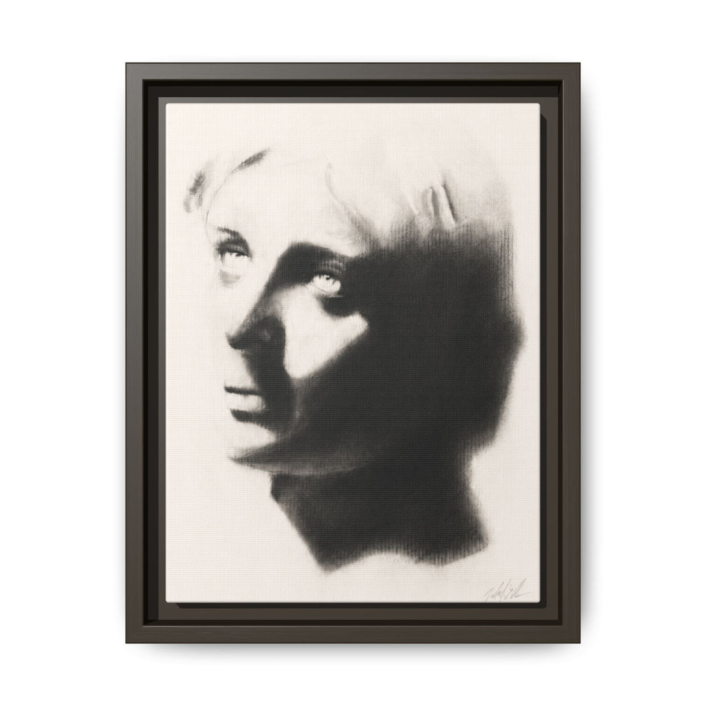 "SHADOW" Framed Matte Canvas Art — Monochrome Portrait Silhouette