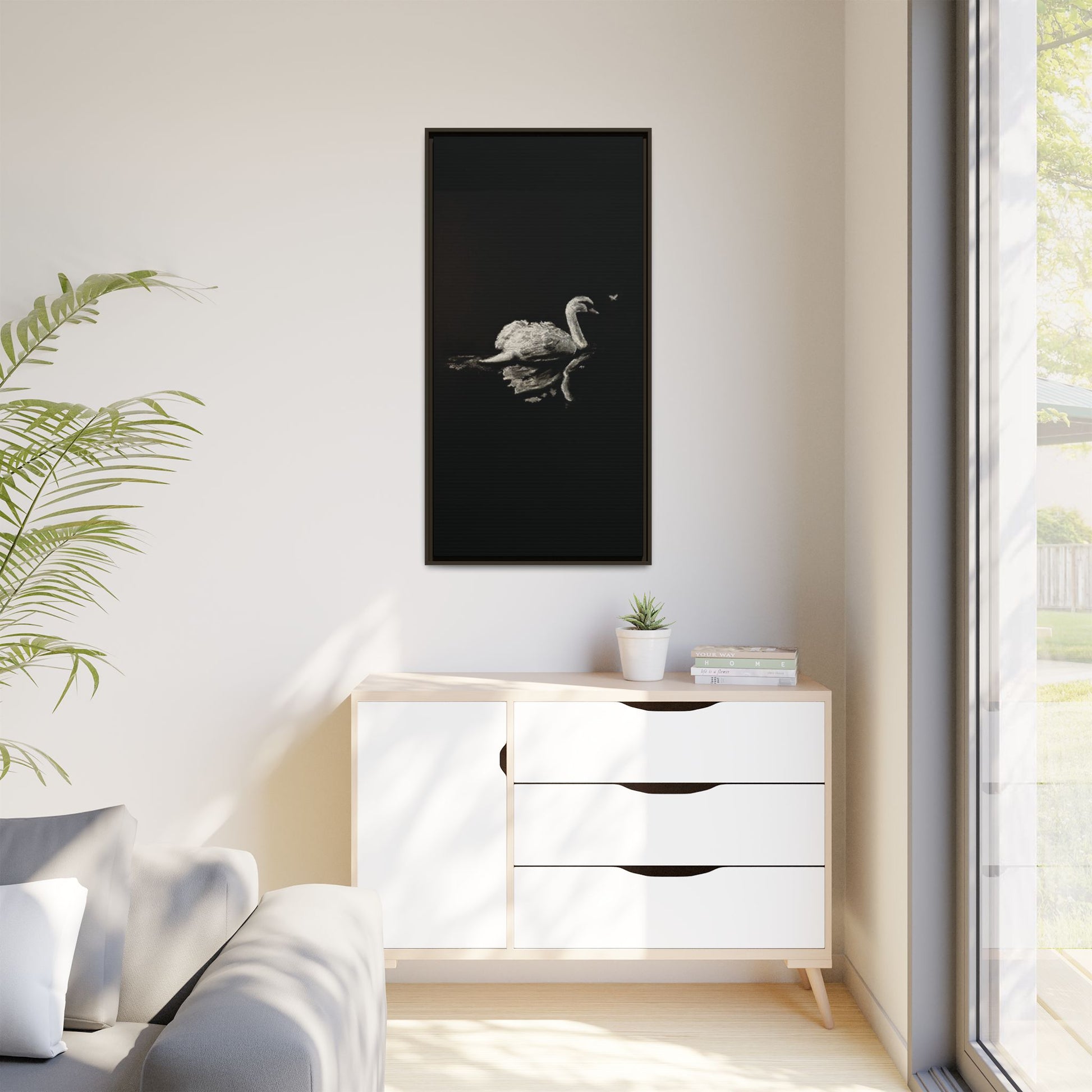 “Swan” Matte Canvas, Framed (Multi-color)