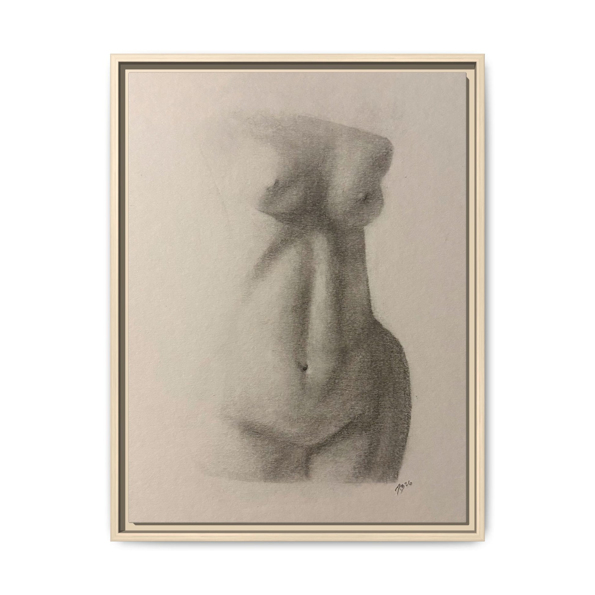 Abstract Framed Canvas Art – Multi-Color Nude Drawing