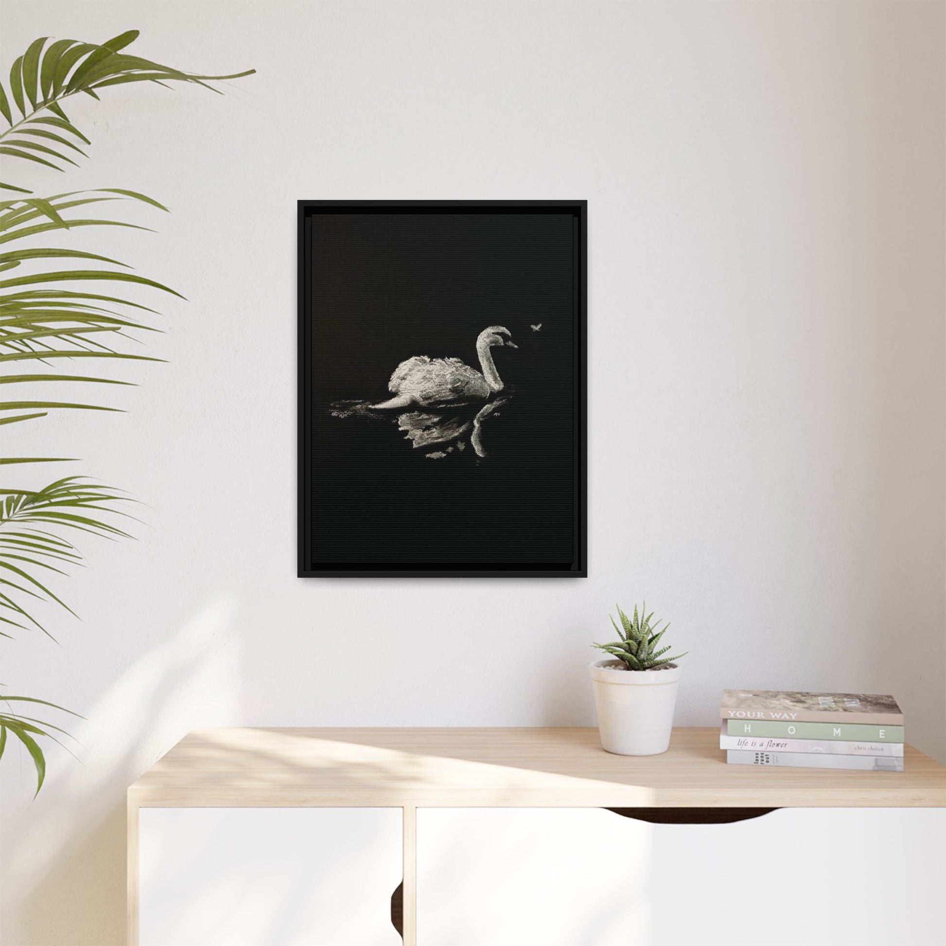 “Swan” Matte Canvas, Framed (Multi-color)