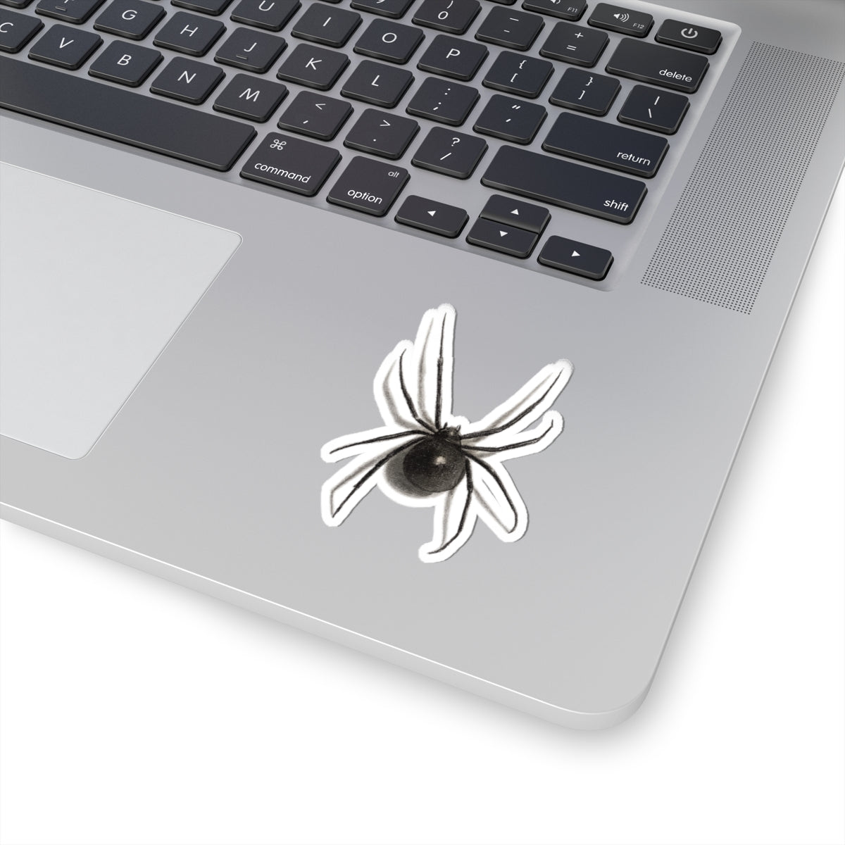 Black Widow Spider Kiss-Cut Sticker — Realistic Arachnid Laptop Decal