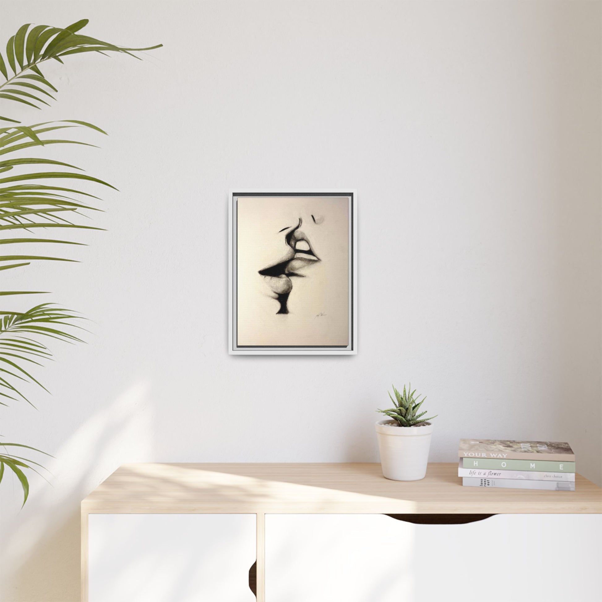 “LIP LOCK” Matte Canvas, Framed (Multi-color)