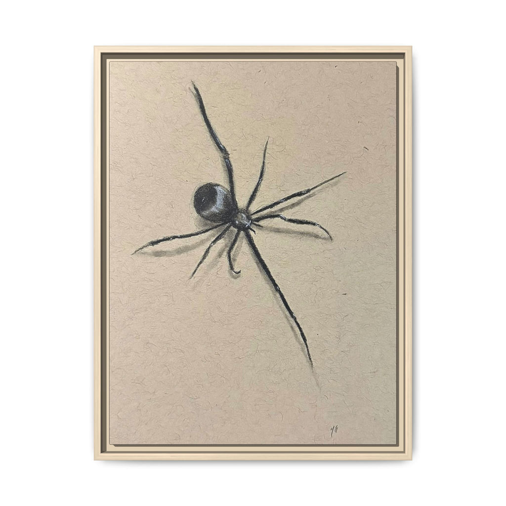 "ICY" SPIDER Framed Canvas Art — Minimal Black Spider Sketch