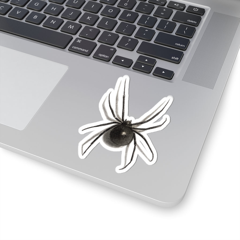 Black Widow Spider Kiss-Cut Sticker — Realistic Arachnid Laptop Decal