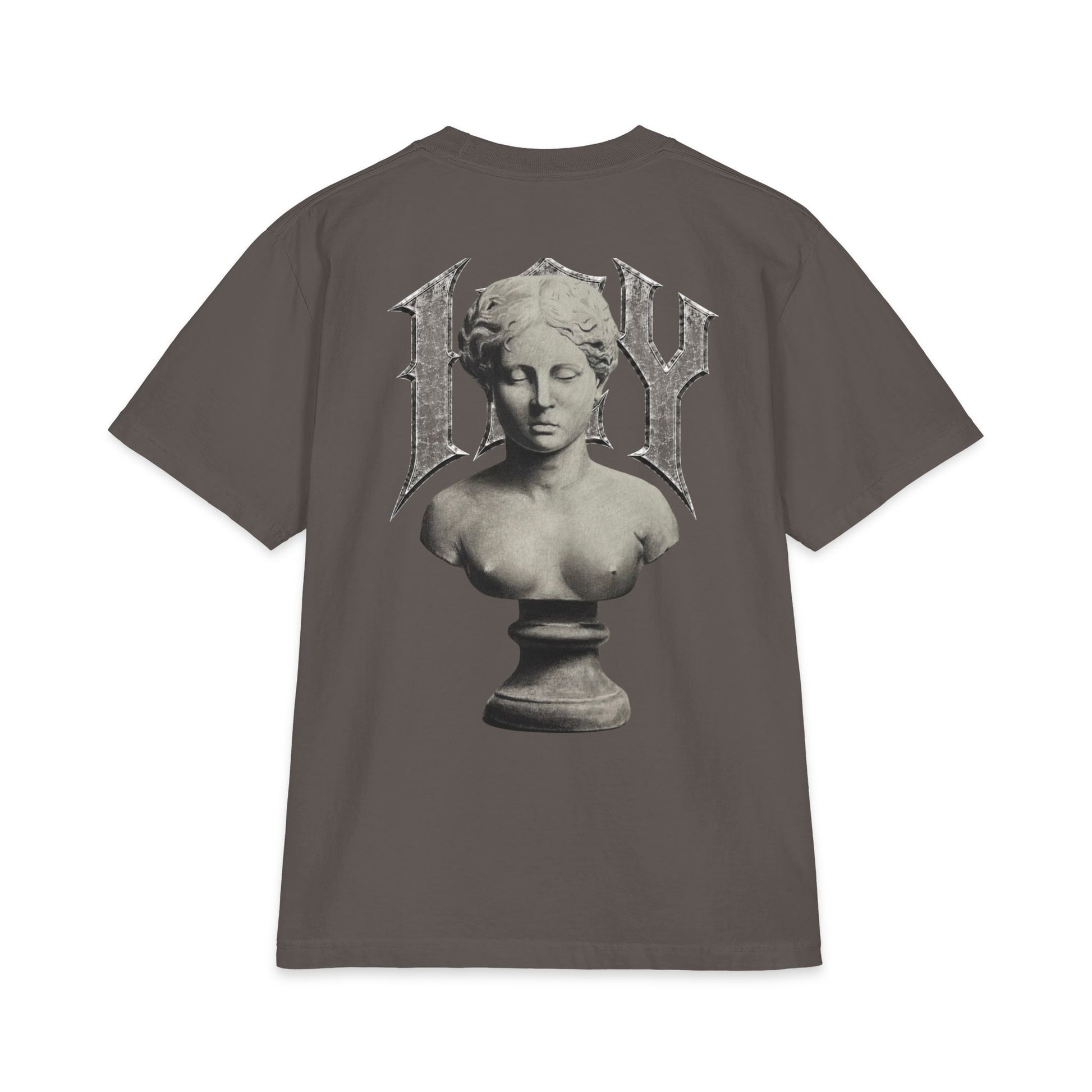 Icy Statue Graphic T‑Shirt — Vintage Gothic Logo Tee