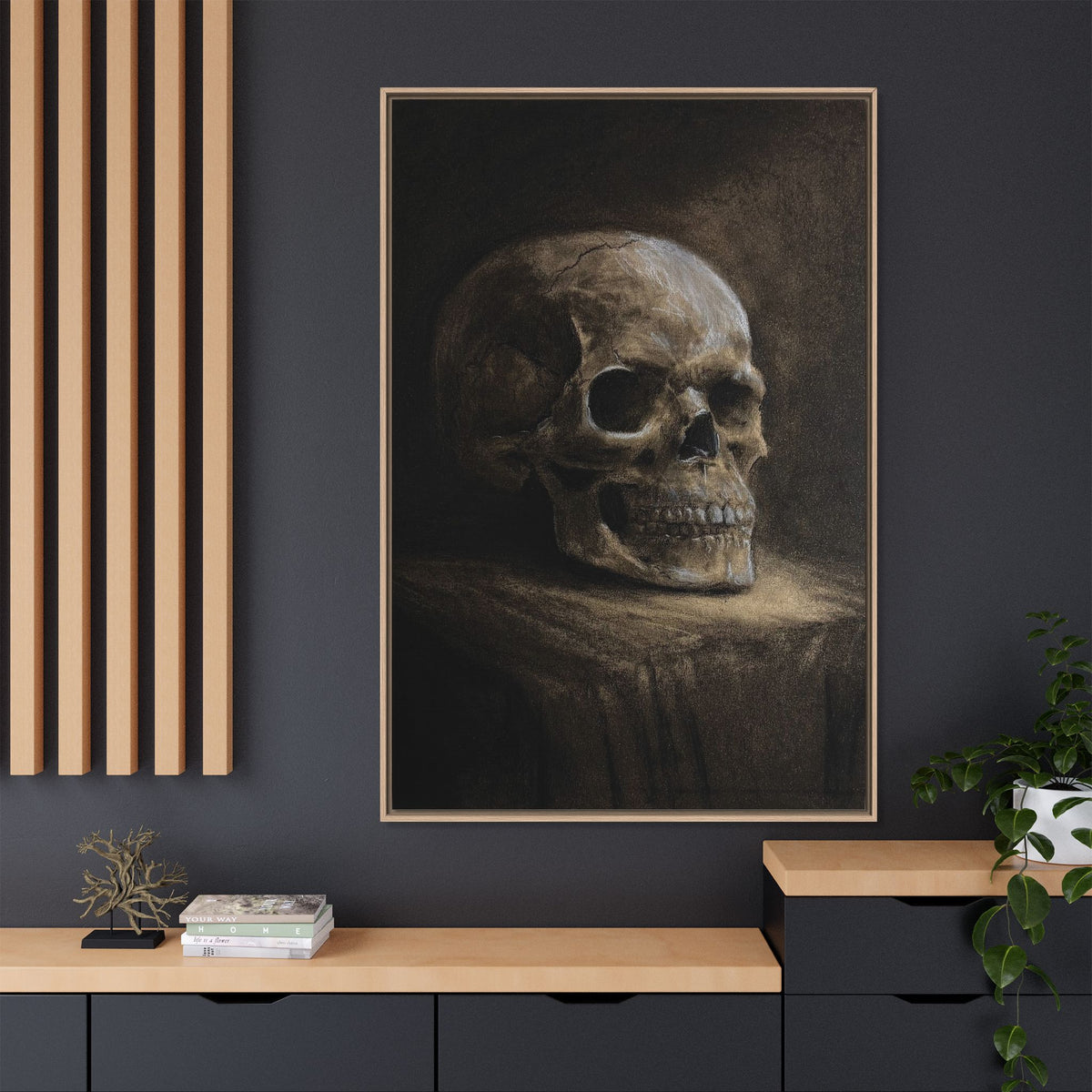 Framed Canvas Skull Portrait Wall Art