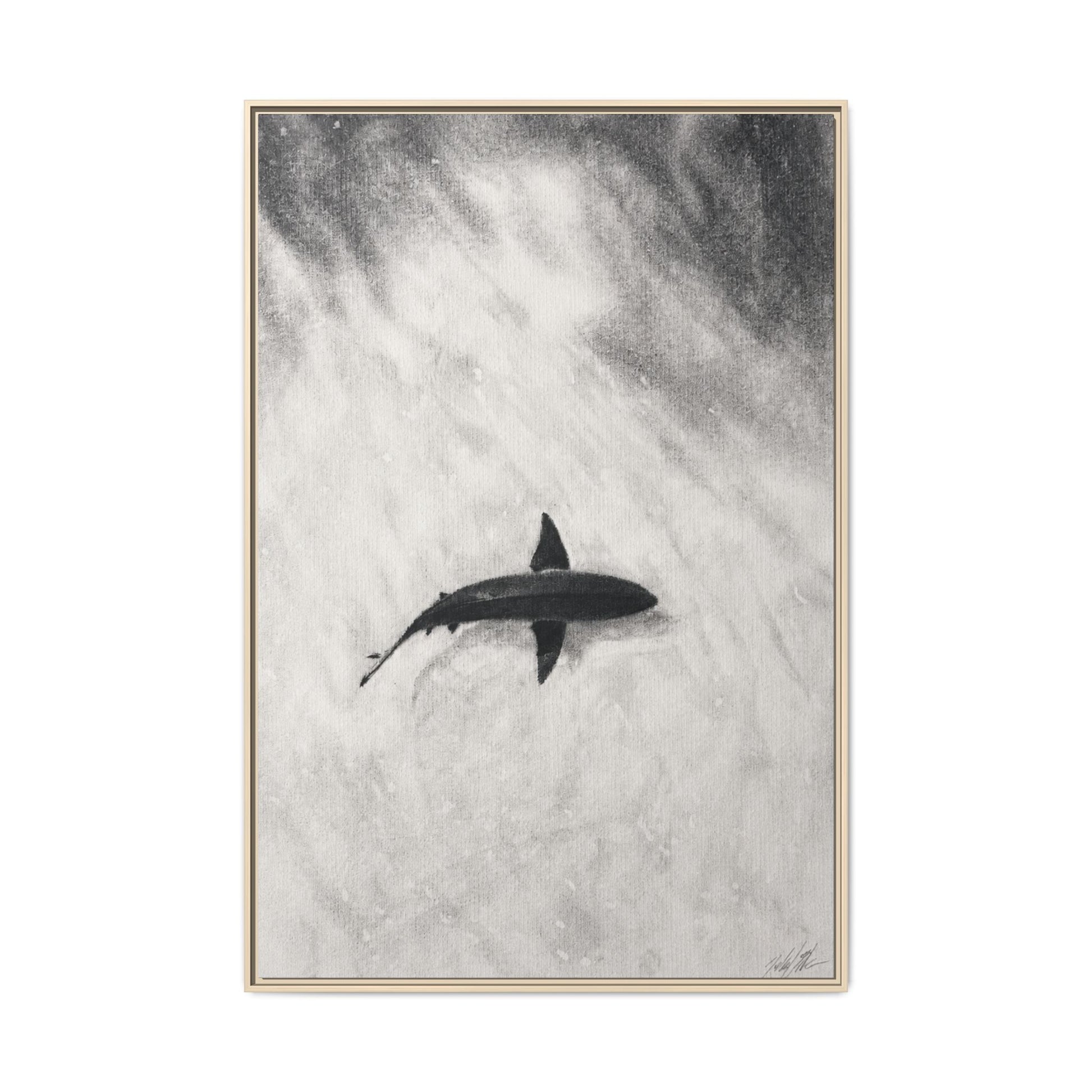 “SHARK!” Matte Canvas, Framed (Multi-color)