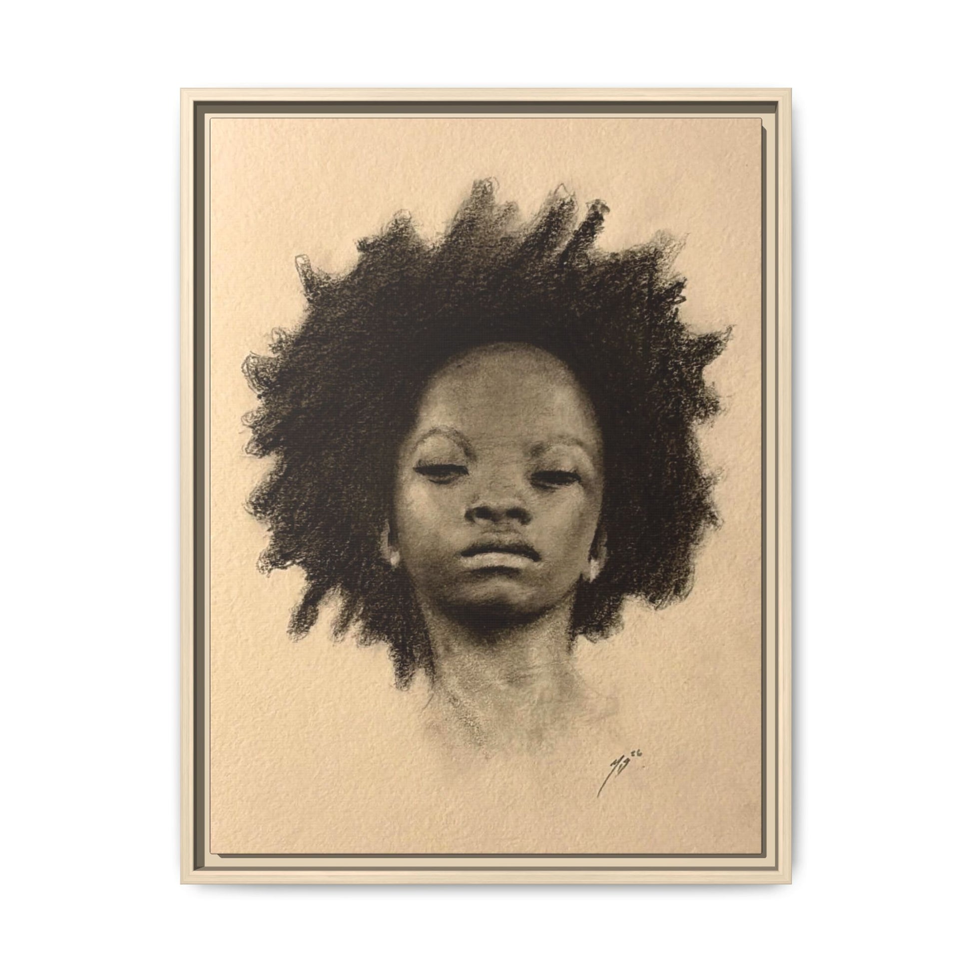 Afro Portrait Matte Canvas Print (Framed)