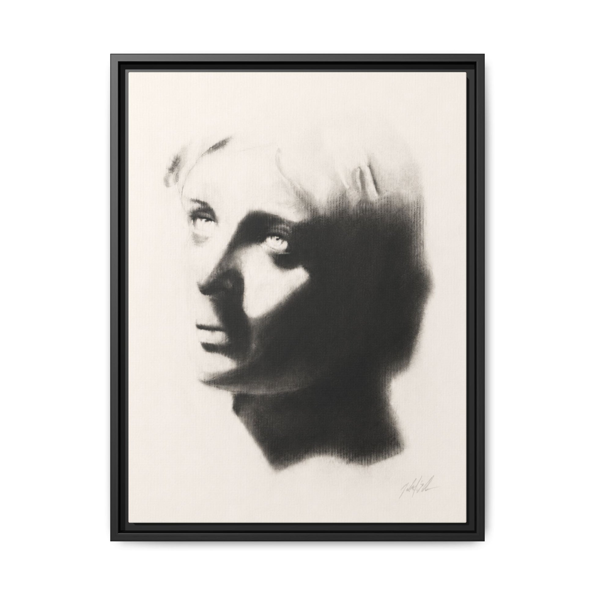 "SHADOW" Framed Matte Canvas Art — Monochrome Portrait Silhouette