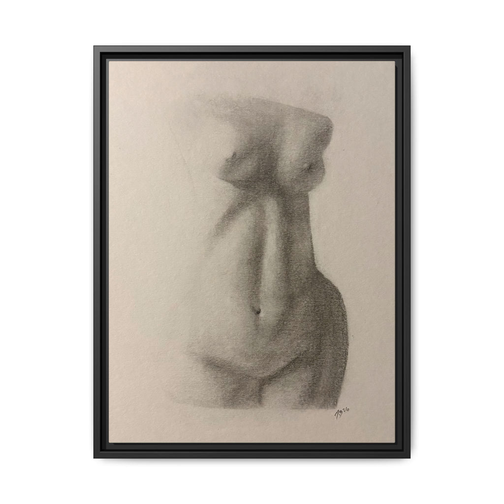 Abstract Framed Canvas Art – Multi-Color Nude Drawing