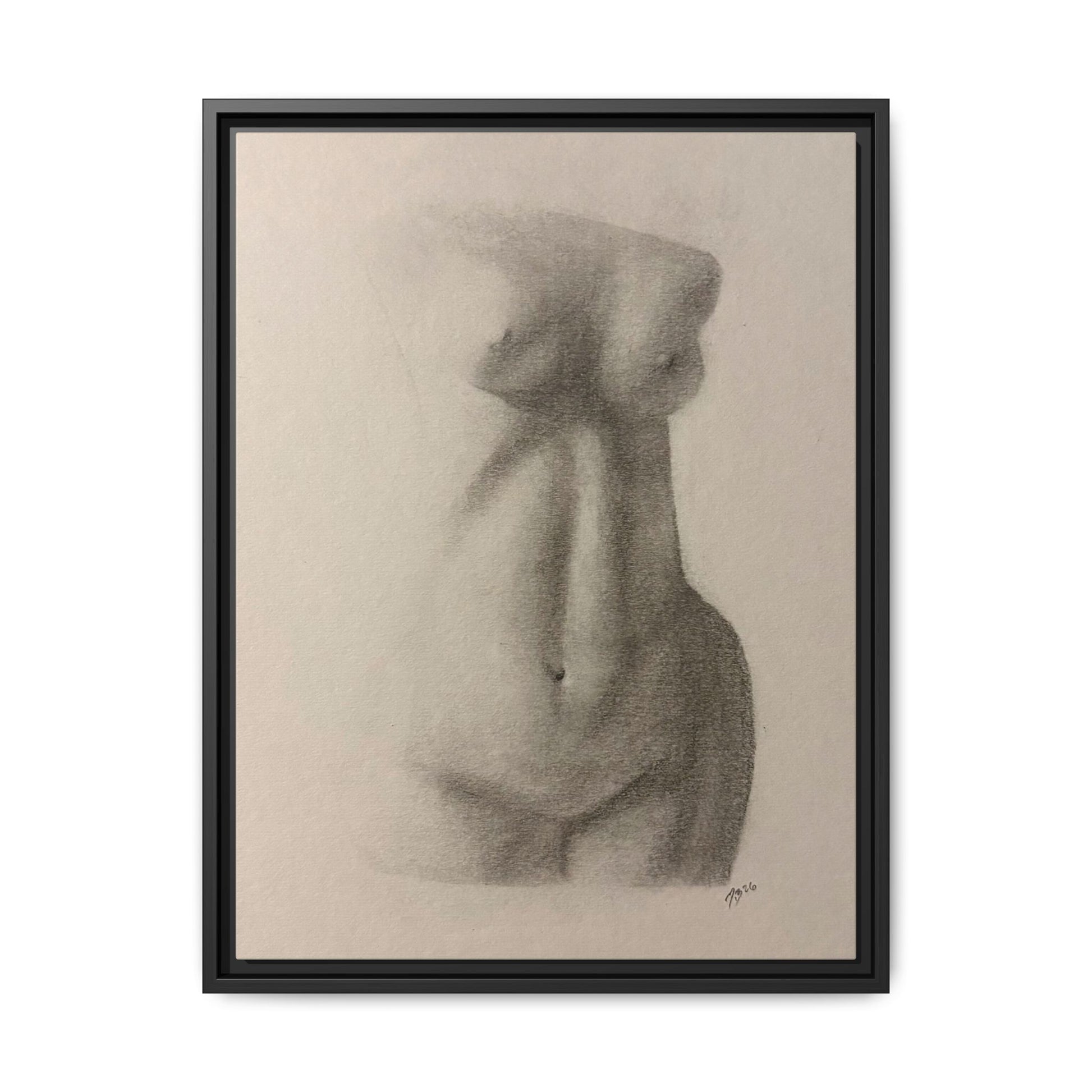 Abstract Framed Canvas Art – Multi-Color Nude Drawing