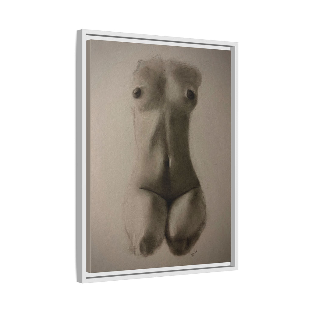 "SUNDOWN" Framed Matte Canvas – Charcoal Nude Torso Art Print