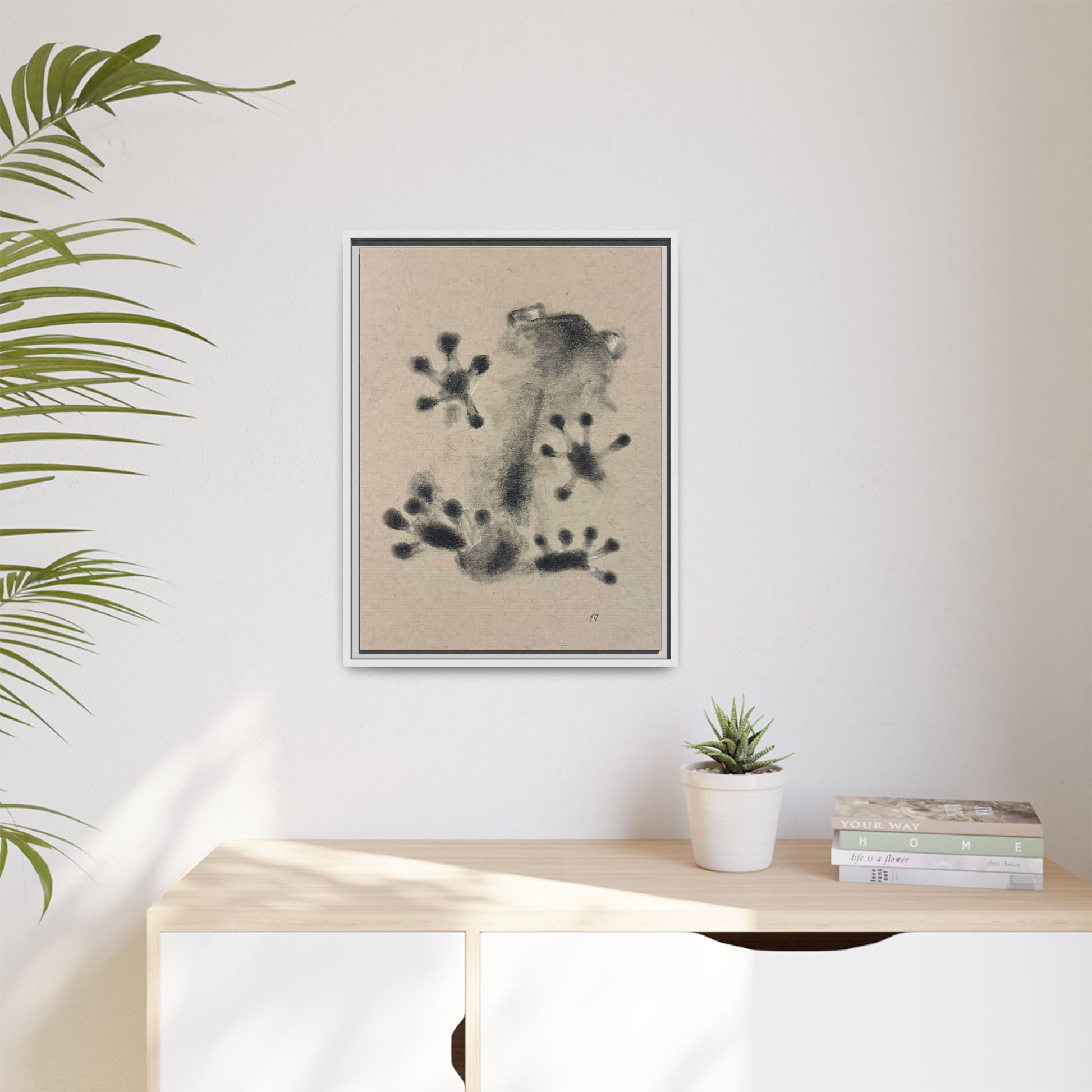 "ICY" FROG Framed Abstract Frog Ink Art — Matte Canvas Wall Print