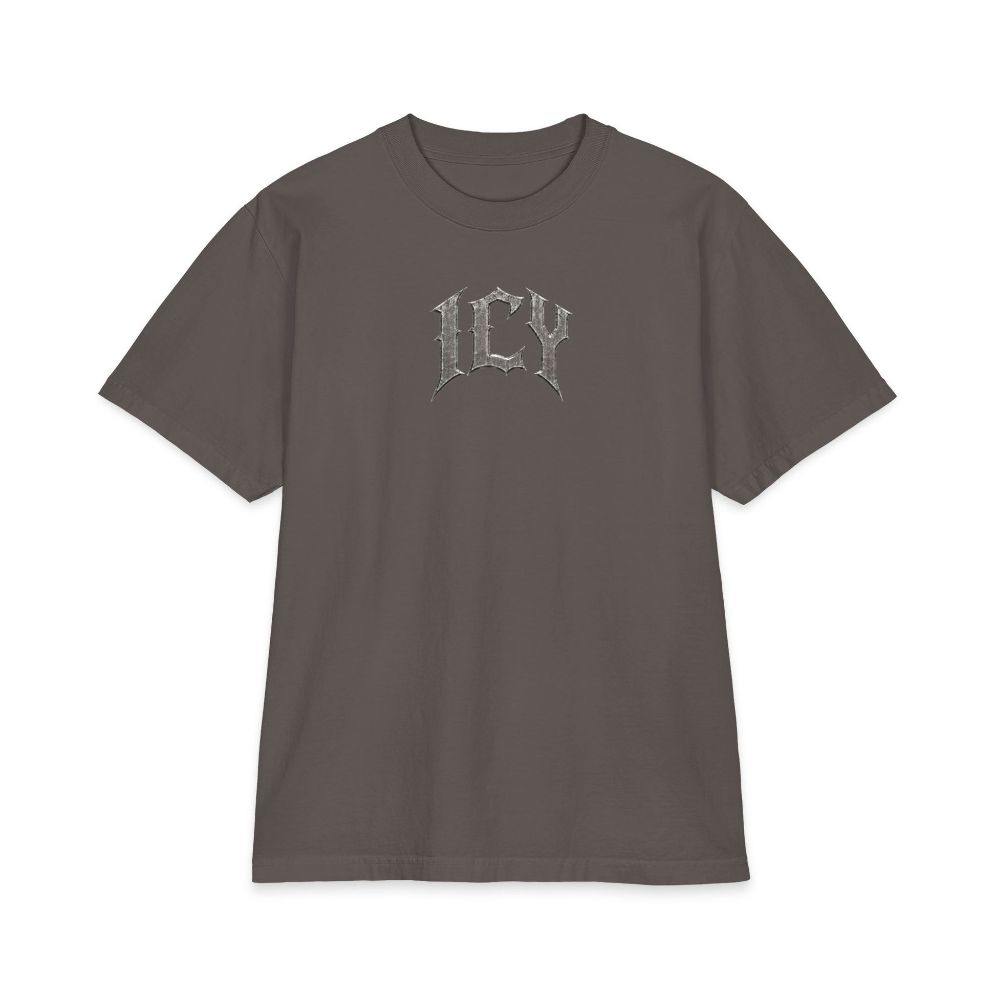 Icy Statue Graphic T‑Shirt — Vintage Gothic Logo Tee