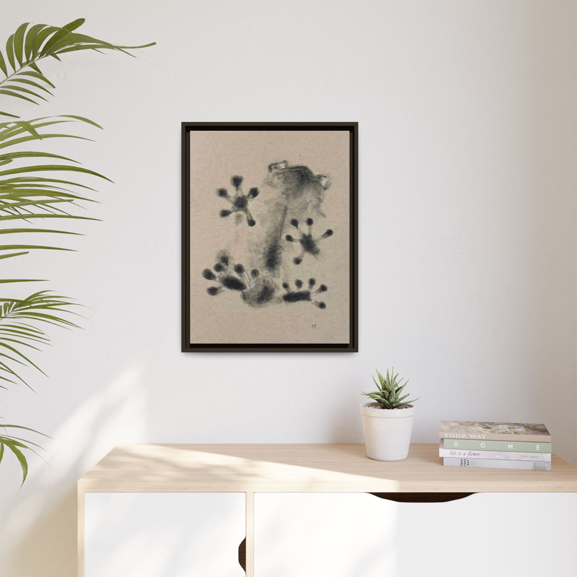 "ICY" FROG Framed Abstract Frog Ink Art — Matte Canvas Wall Print