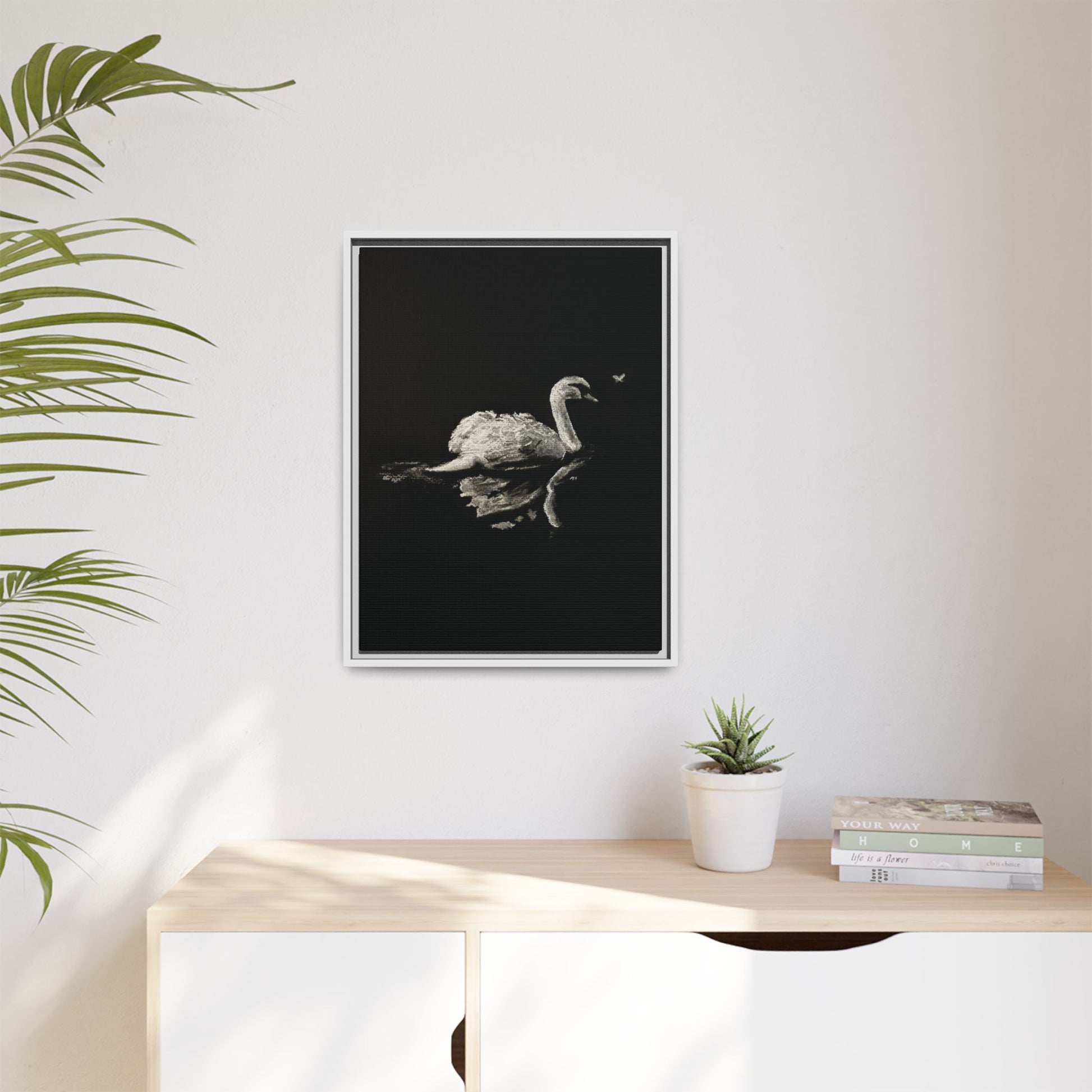 “Swan” Matte Canvas, Framed (Multi-color)