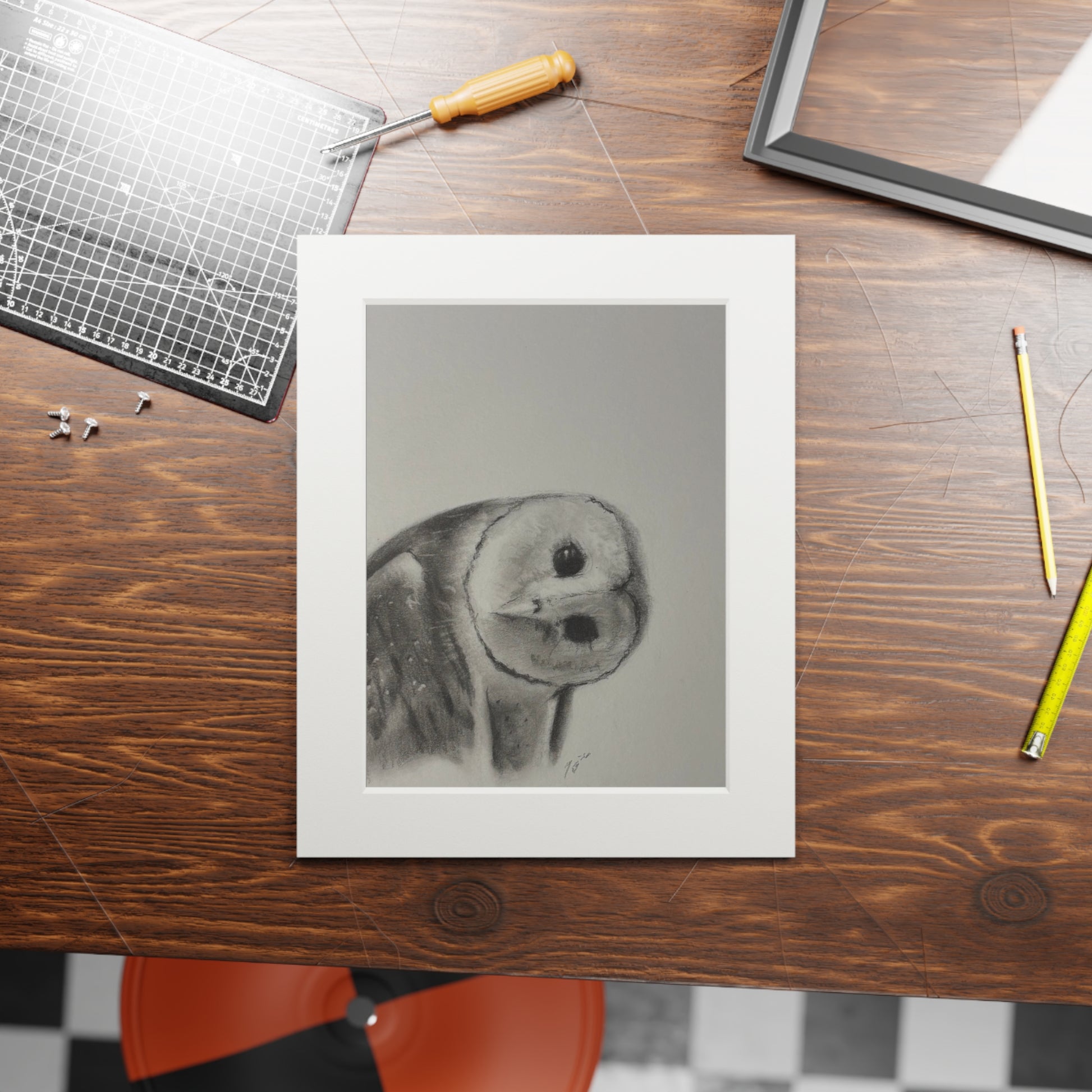 “Good Morning Owl” Fine Art Prints (Passepartout Paper Frame)