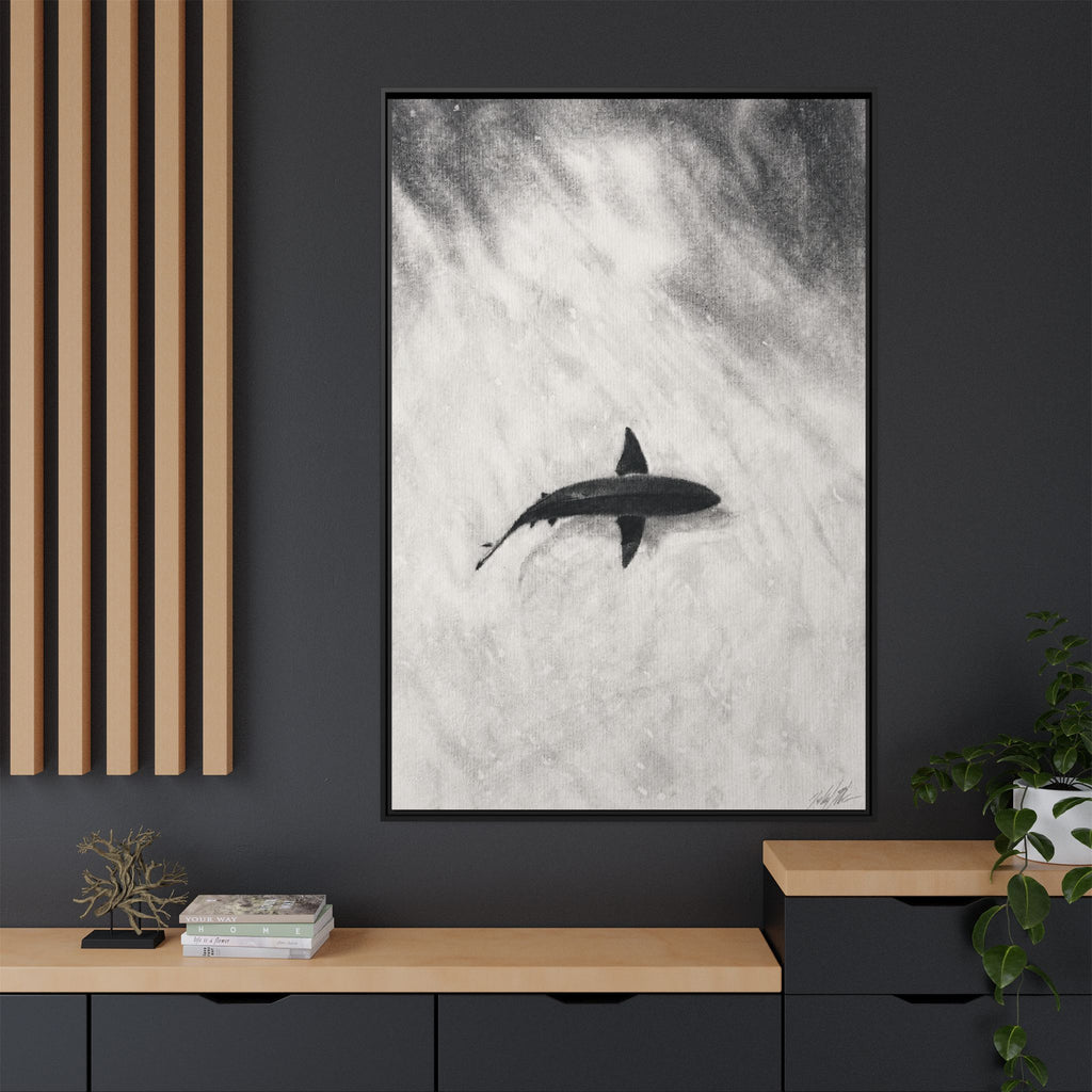 “SHARK!” Matte Canvas, Framed (Multi-color)
