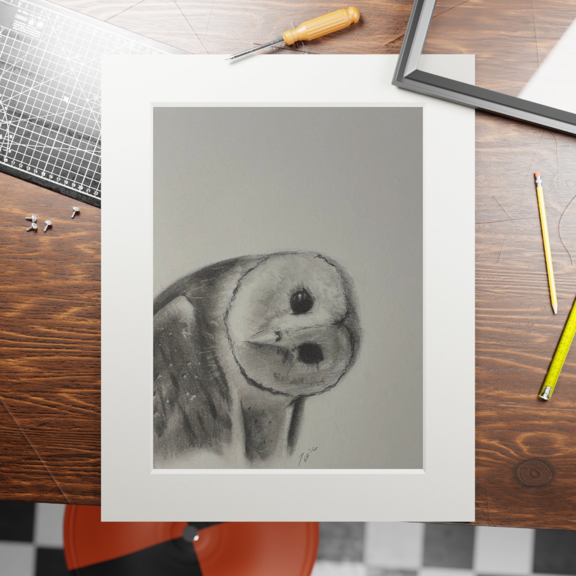 “Good Morning Owl” Fine Art Prints (Passepartout Paper Frame)