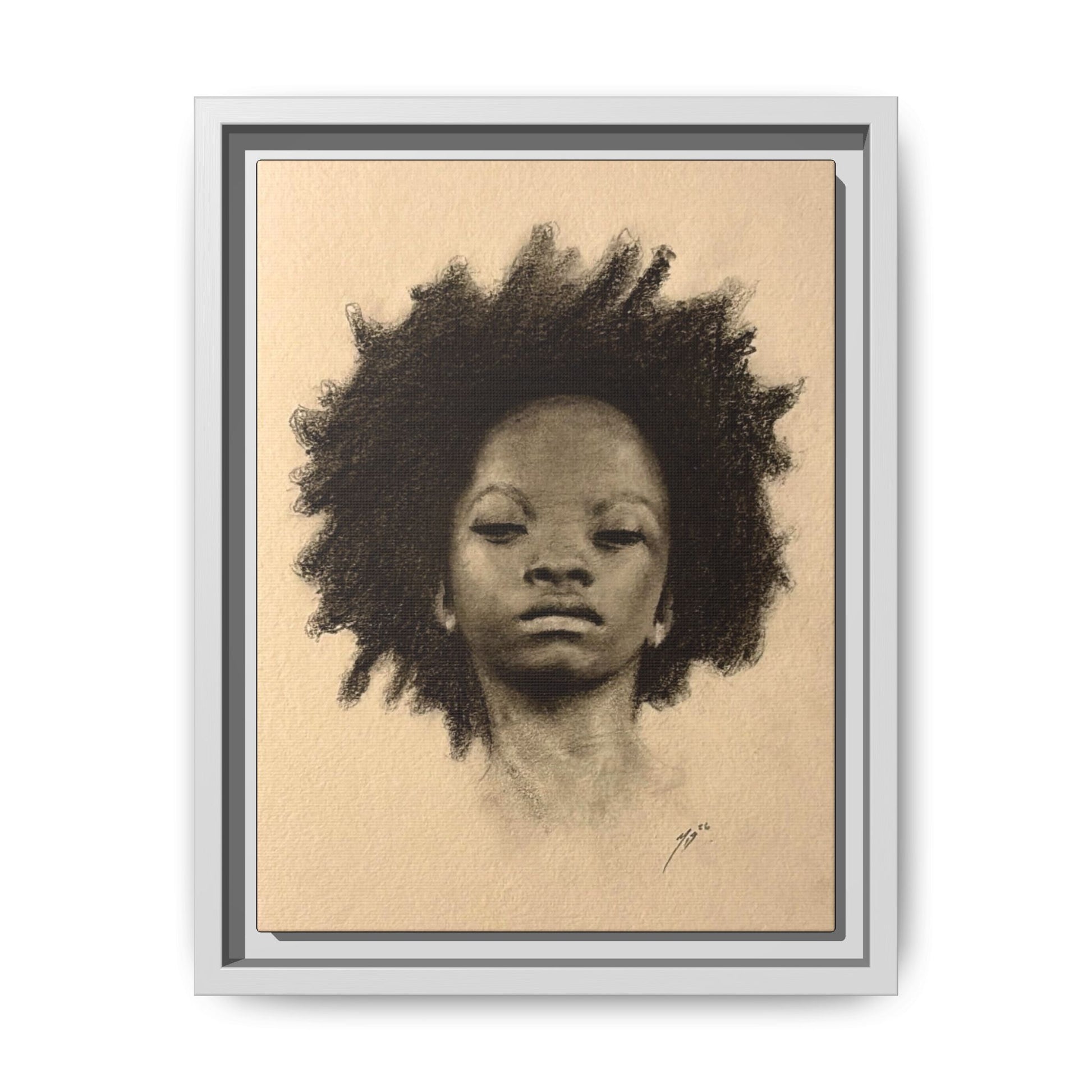 Afro Portrait Matte Canvas Print (Framed)