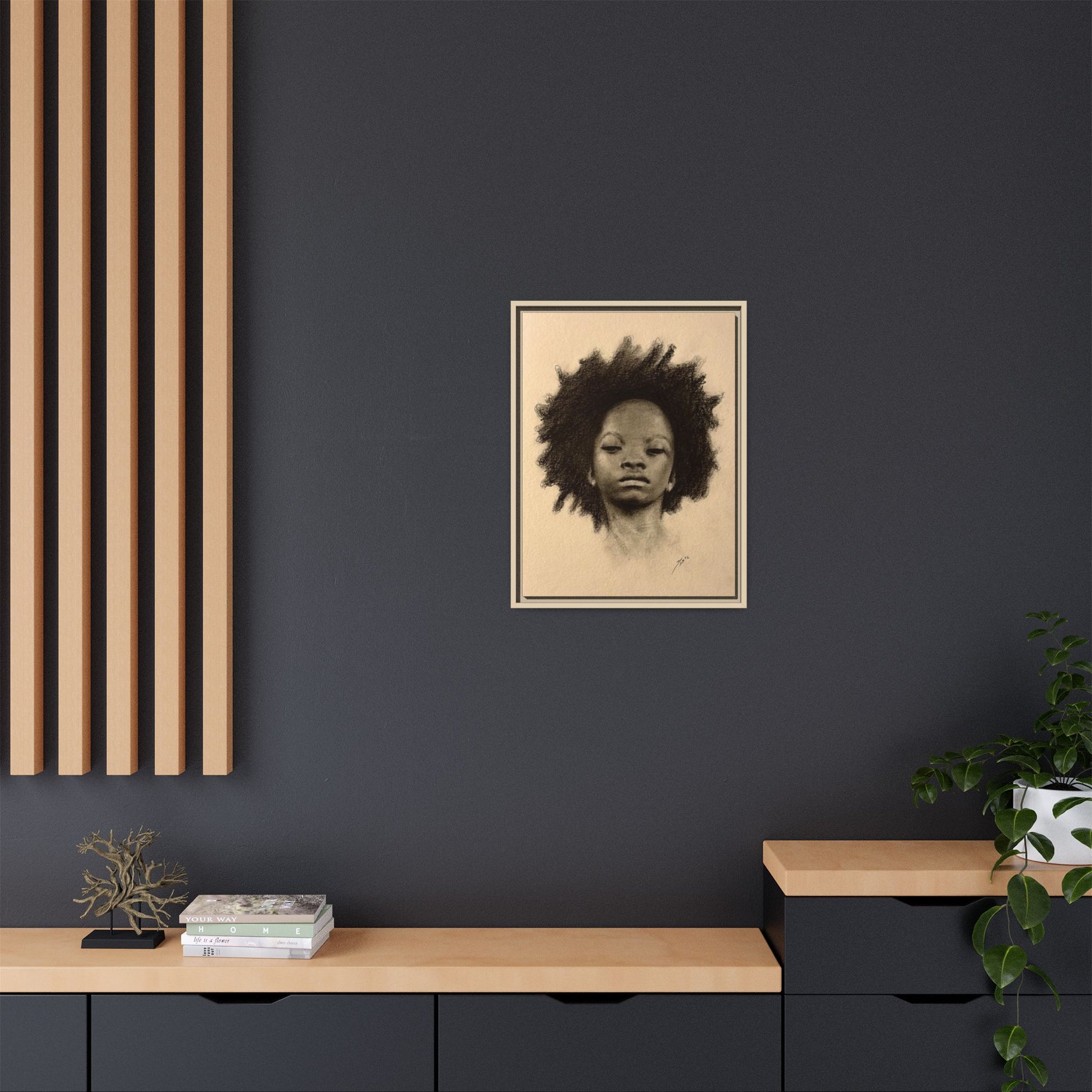 Afro Portrait Matte Canvas Print (Framed)