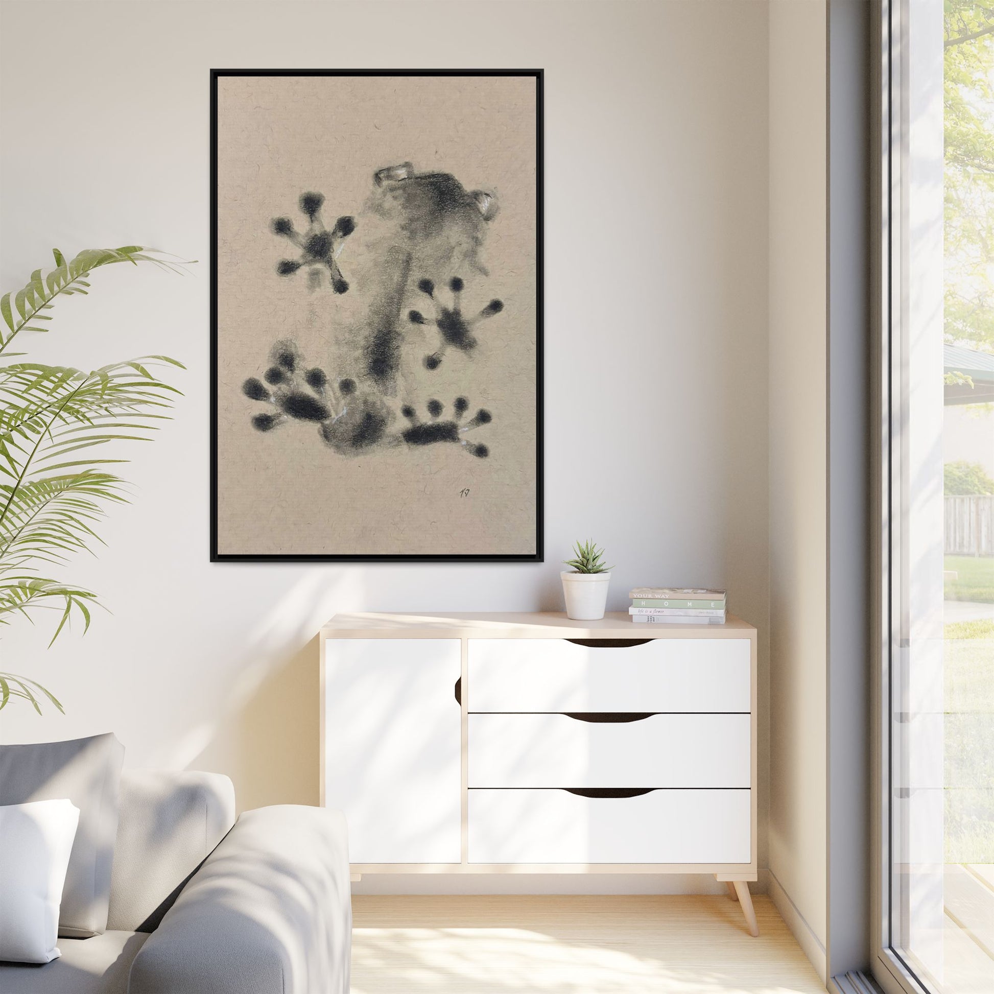 "ICY" FROG Framed Abstract Frog Ink Art — Matte Canvas Wall Print