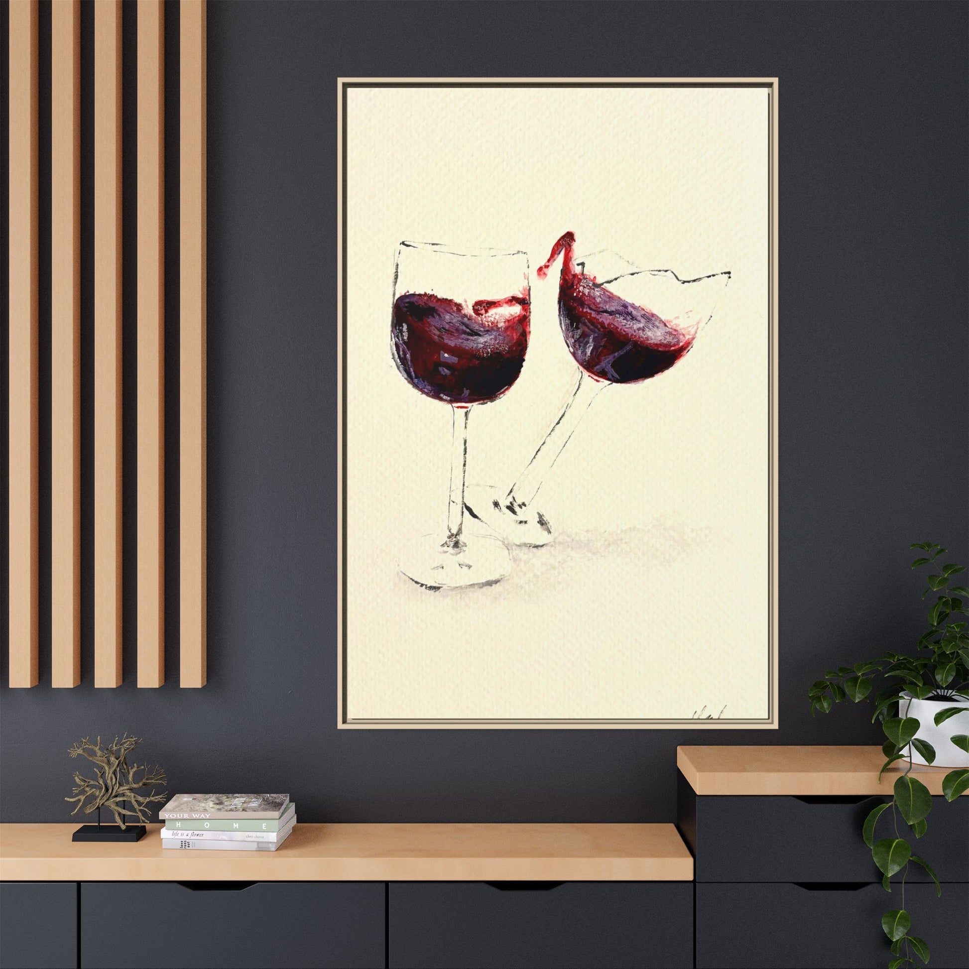 “Wine Glasses” Matte Canvas, Framed (Multi-color)