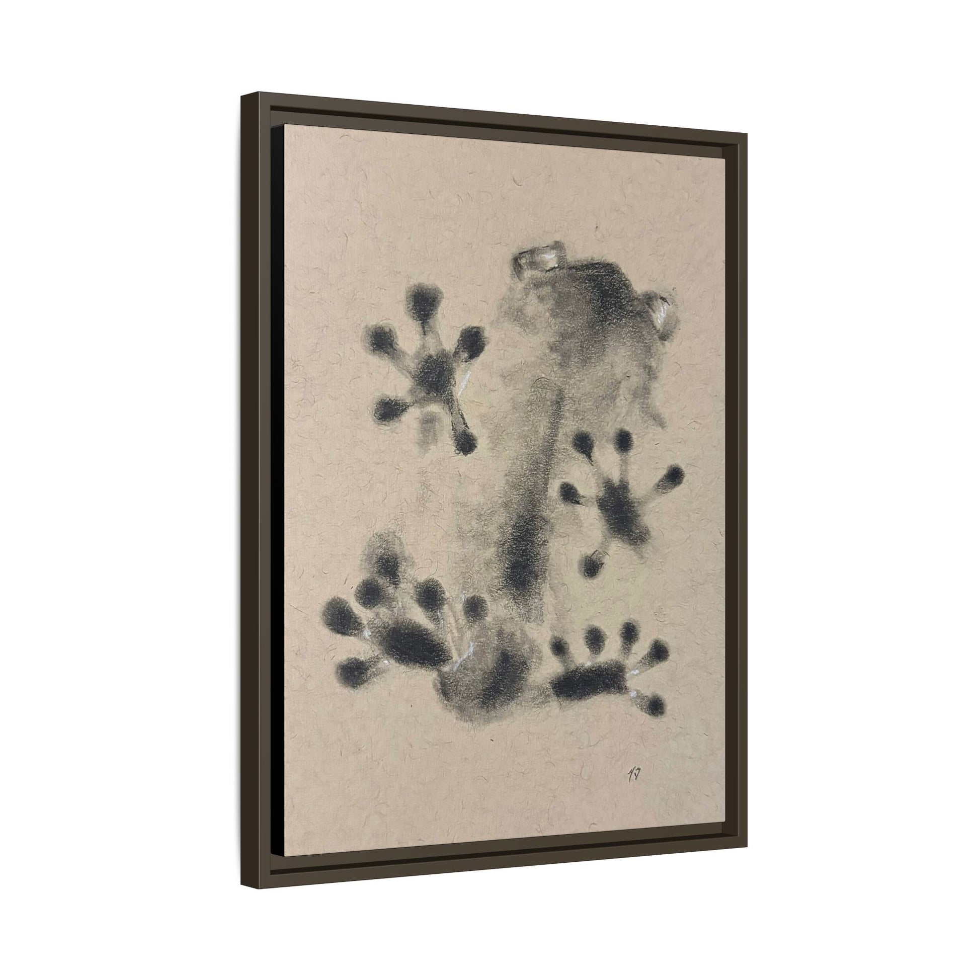 "ICY" FROG Framed Abstract Frog Ink Art — Matte Canvas Wall Print