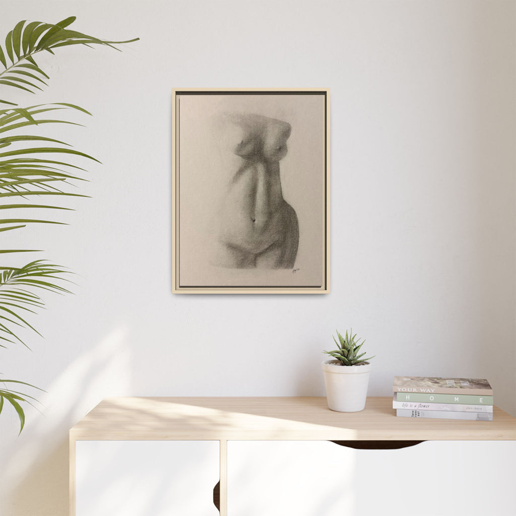 Abstract Framed Canvas Art – Multi-Color Nude Drawing