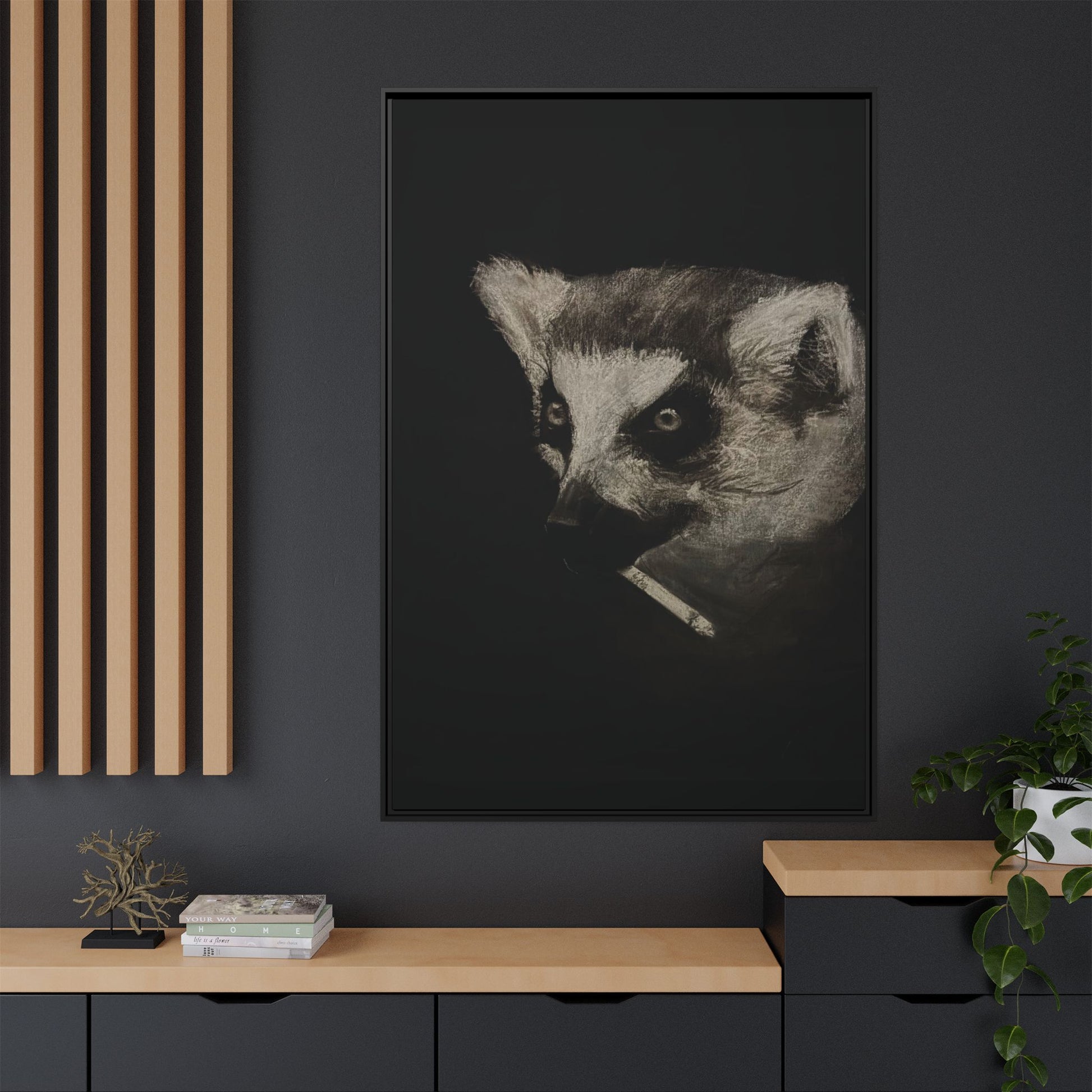 “Lemur” Matte Canvas, Framed (Multi-color)
