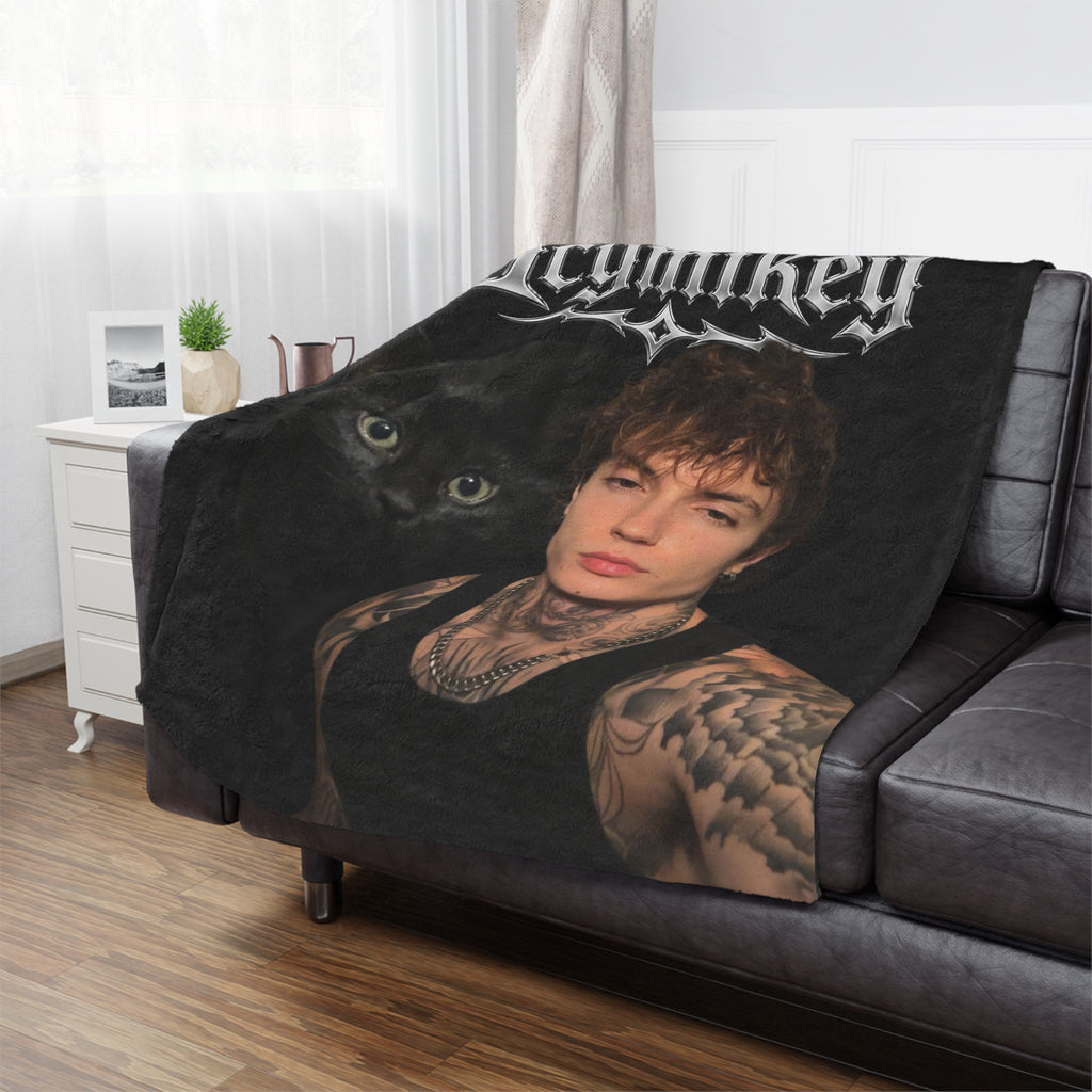 "BOO & MIKEY" Minky Blanket — Gothic Portrait Cat Design