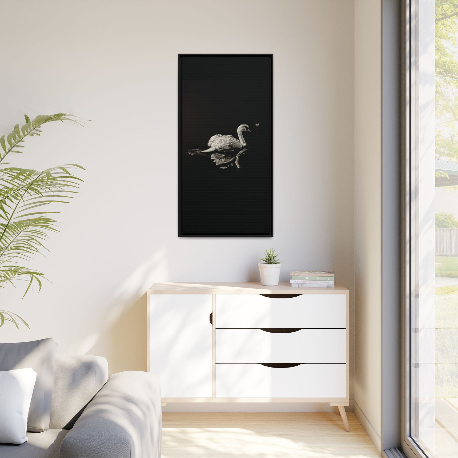 “Swan” Matte Canvas, Framed (Multi-color)