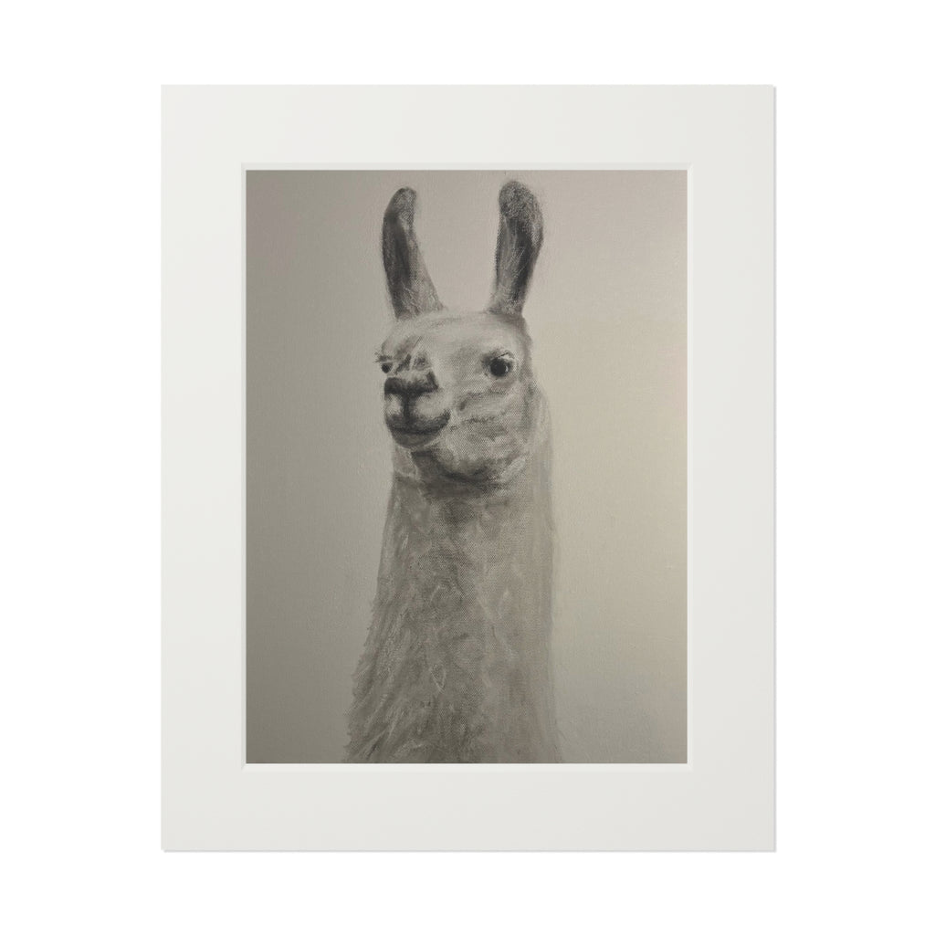 Llama Fine Art Print with Passepartout — Minimalist Neutral Wall Art