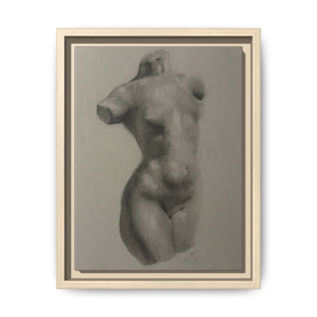"TENDER CURVES" Framed Canvas - Multi-Color Abstract Female Form