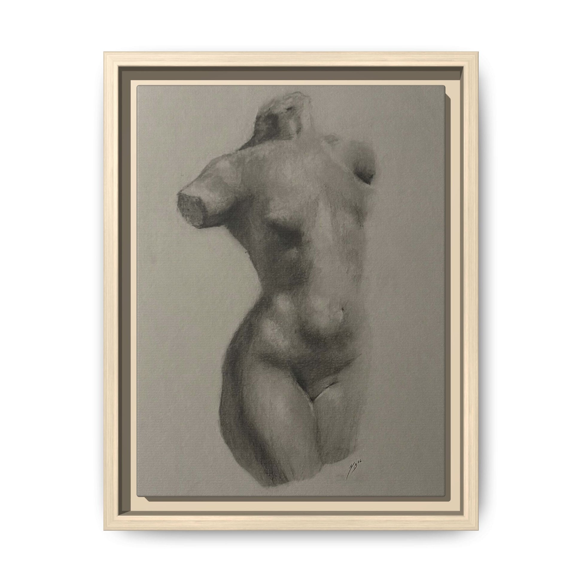 "TENDER CURVES" Framed Canvas - Multi-Color Abstract Female Form