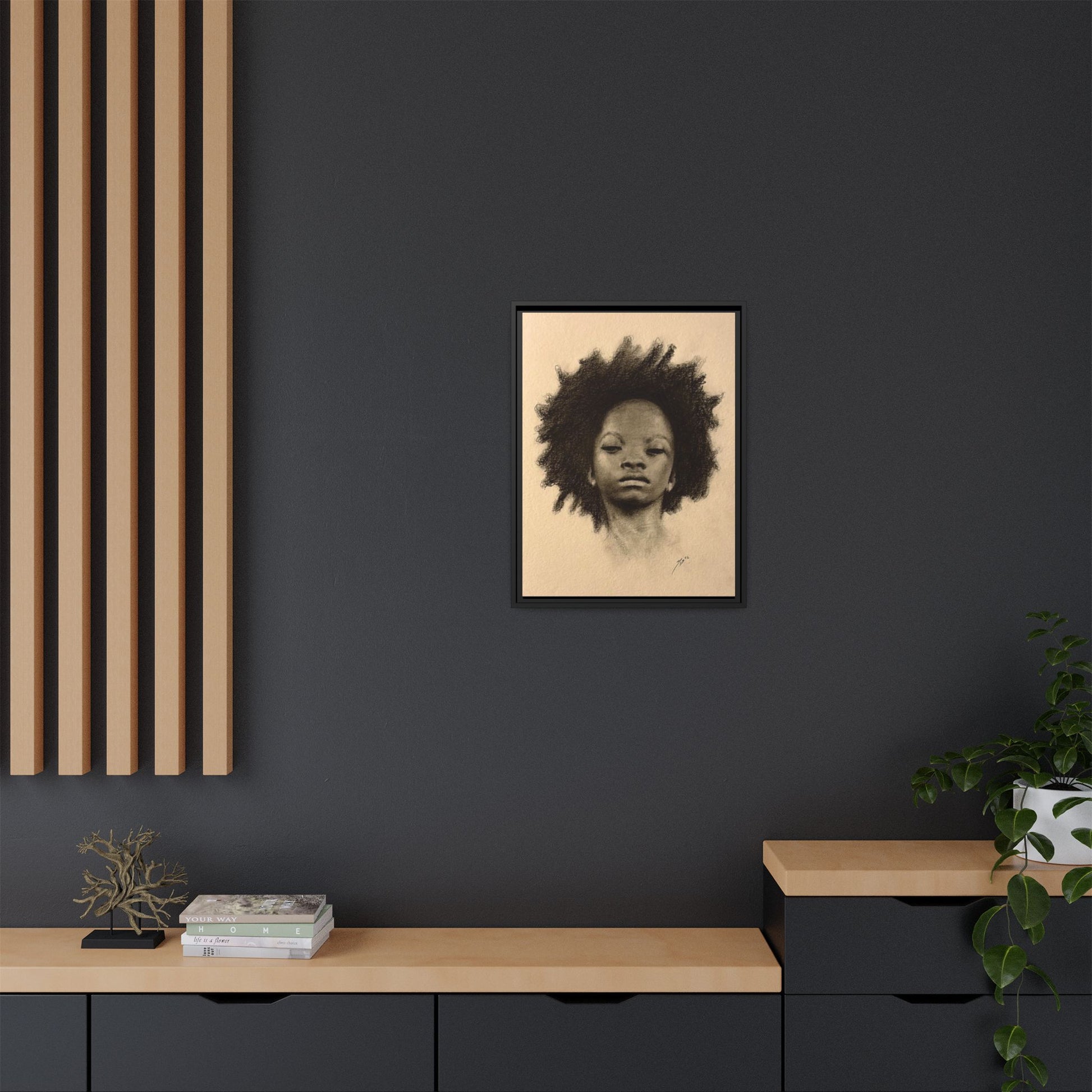 Afro Portrait Matte Canvas Print (Framed)
